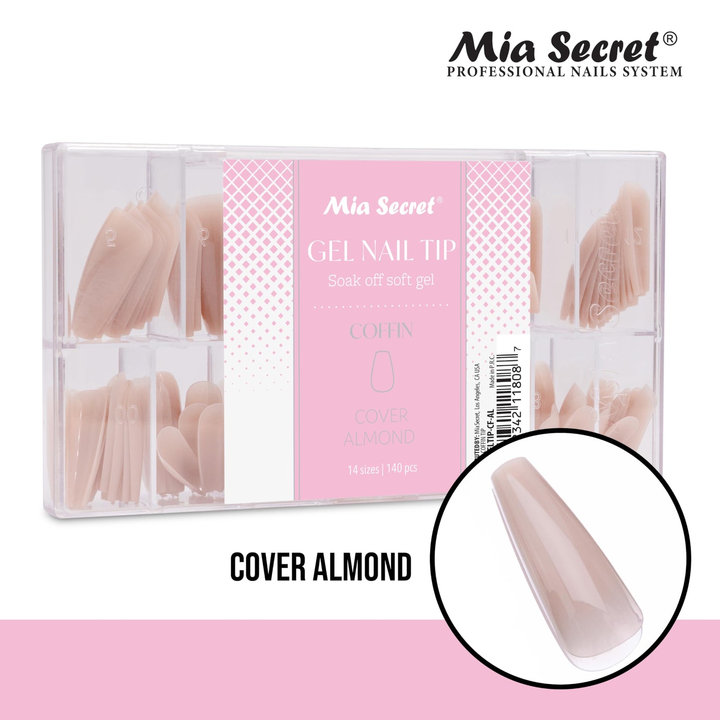 Mia Secret Soak off Soft Gel Nail Tip MADE IN USA for Salon and DIY (Cover Almond, Coffin) Beauty & Personal Care Mia Secret