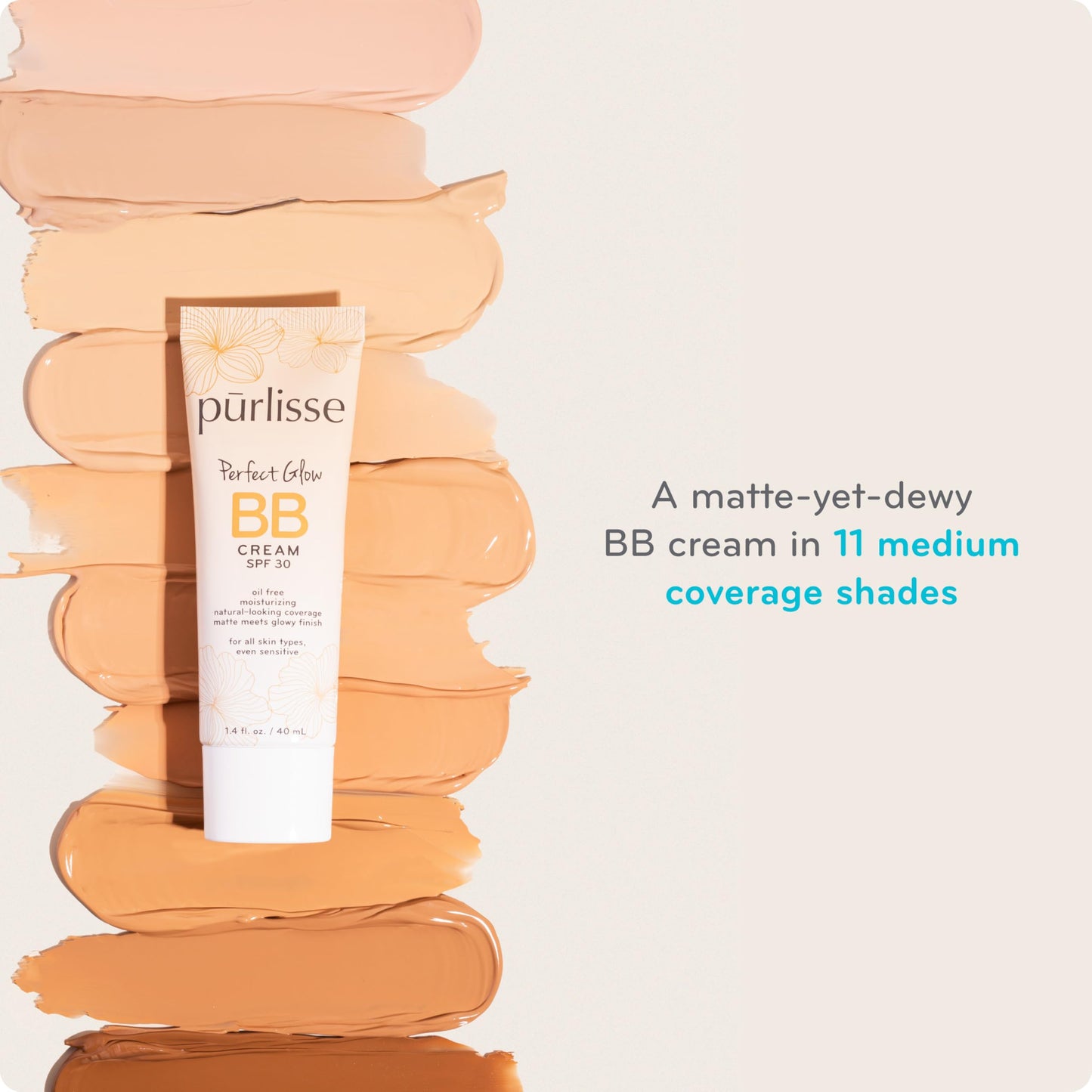 pūrlisse Perfect Glow BB Cream with SPF 30 - Matte Meets Dewy Finish - Enriched with Goji & Hawthorn
