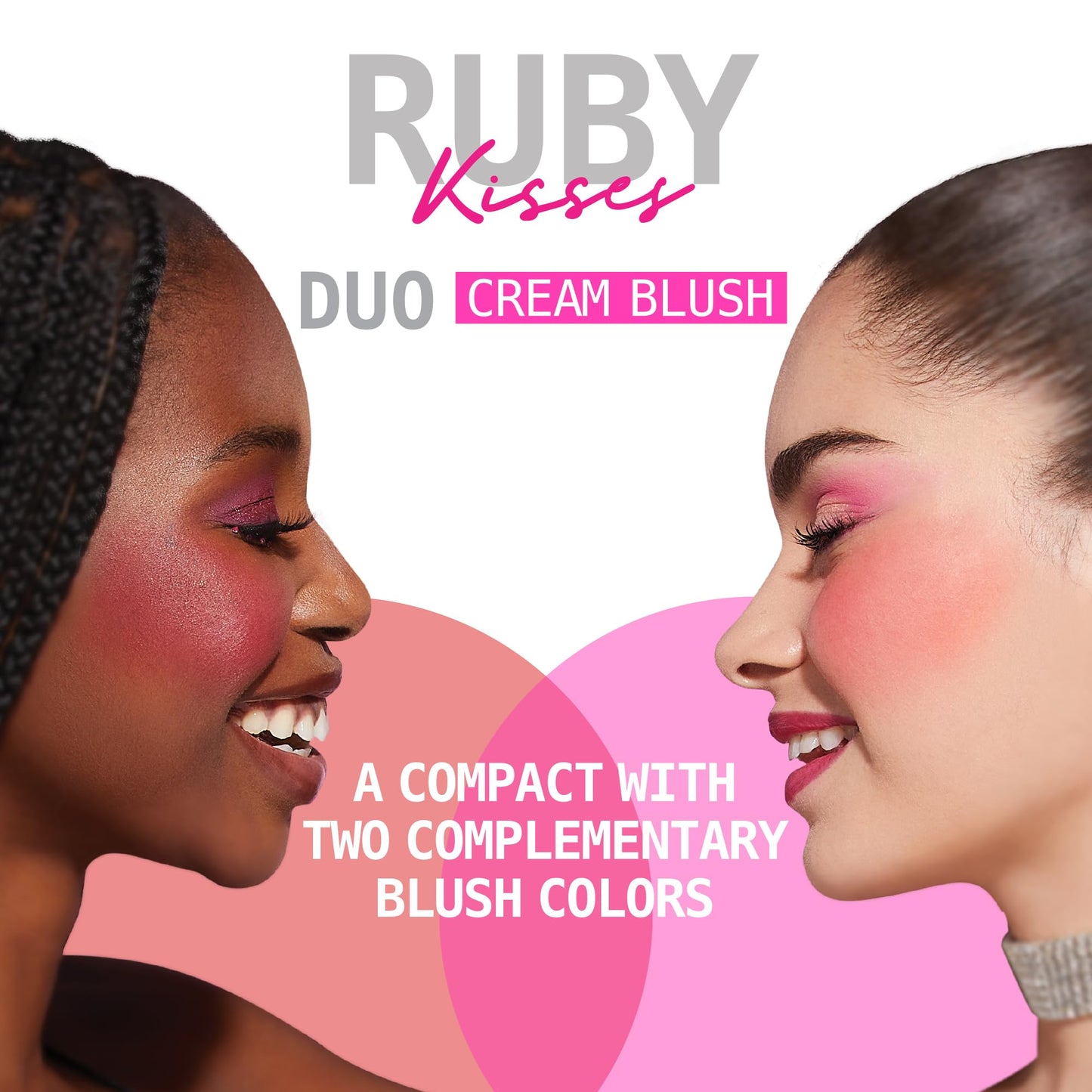 Ruby Kisses Duo Cream Blush, Smooth, Natural-Looking, Long-Lasting Face Makeup Blush for Cheeks, Lips, and Eyes, Buildable and Blendable, Infused