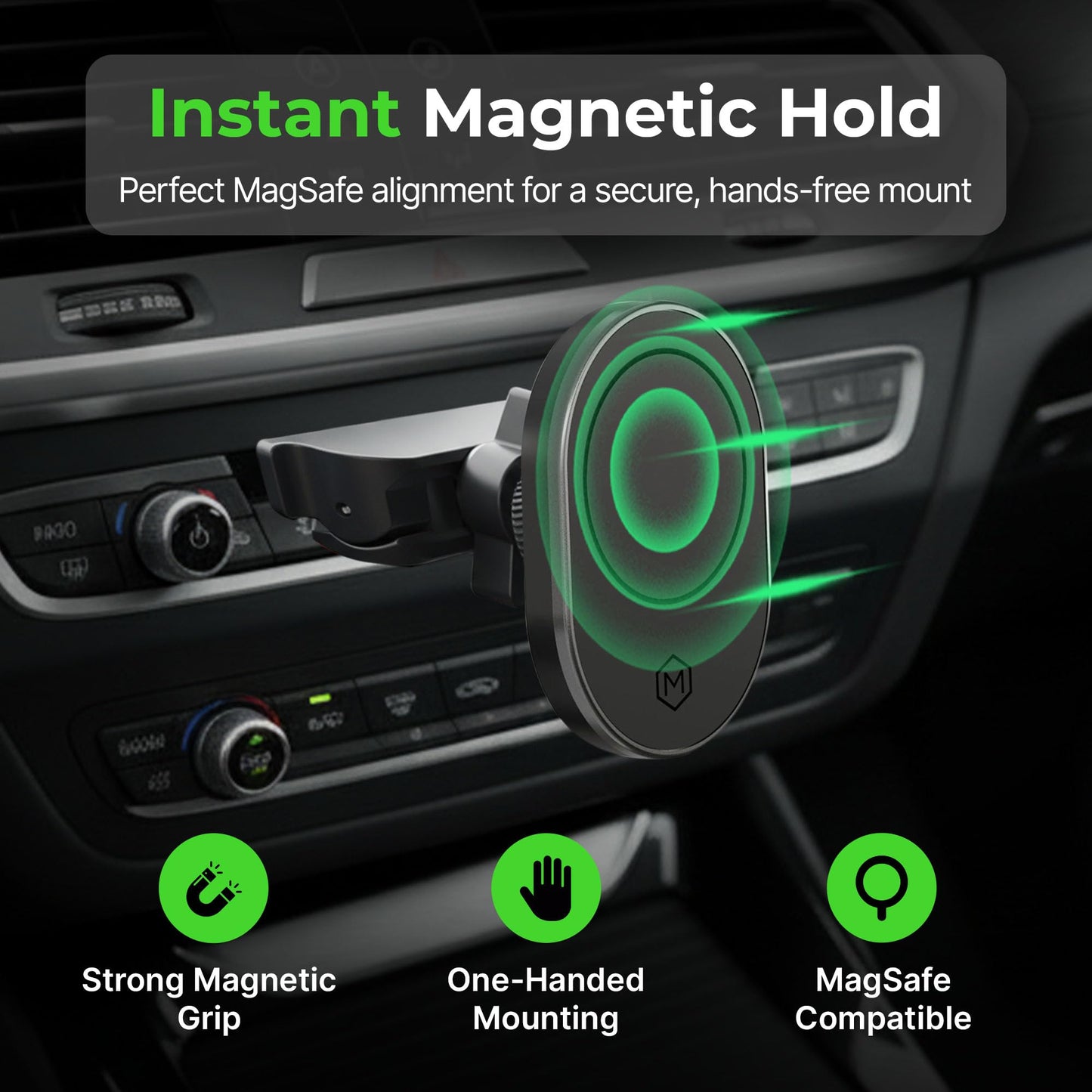 Mighty Mount Magsafe Magnetic CD Slot Mount (Version 2.0) Compatible with Compatible with iPhone 14/15/16/17, & iPhone Air, Galaxy, 360° Rotation…