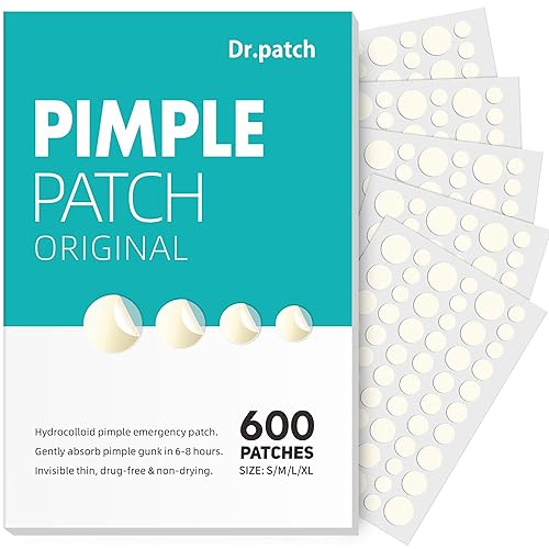 Dr.patch Pimple Patches for Face - 4 Size 600 Counts Acne Patches, Hydrocolloid Patches for Covering Zits and Blemishes, Spot Stickers with Salicylic