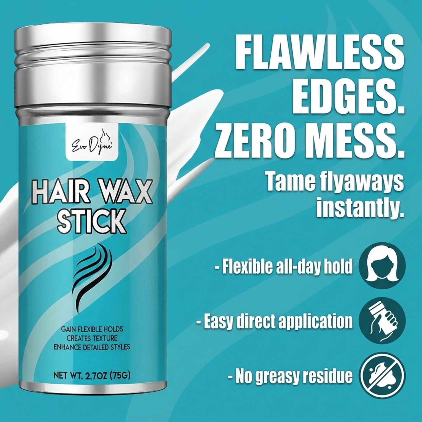 Evo Dyne Hair Wax Stick (2.7 oz) - Wax Stick for Hair Wigs, Create Texture & Gain Flexible Holds with Uni-Sex Formula - Enhanced Detailed Styles Hair