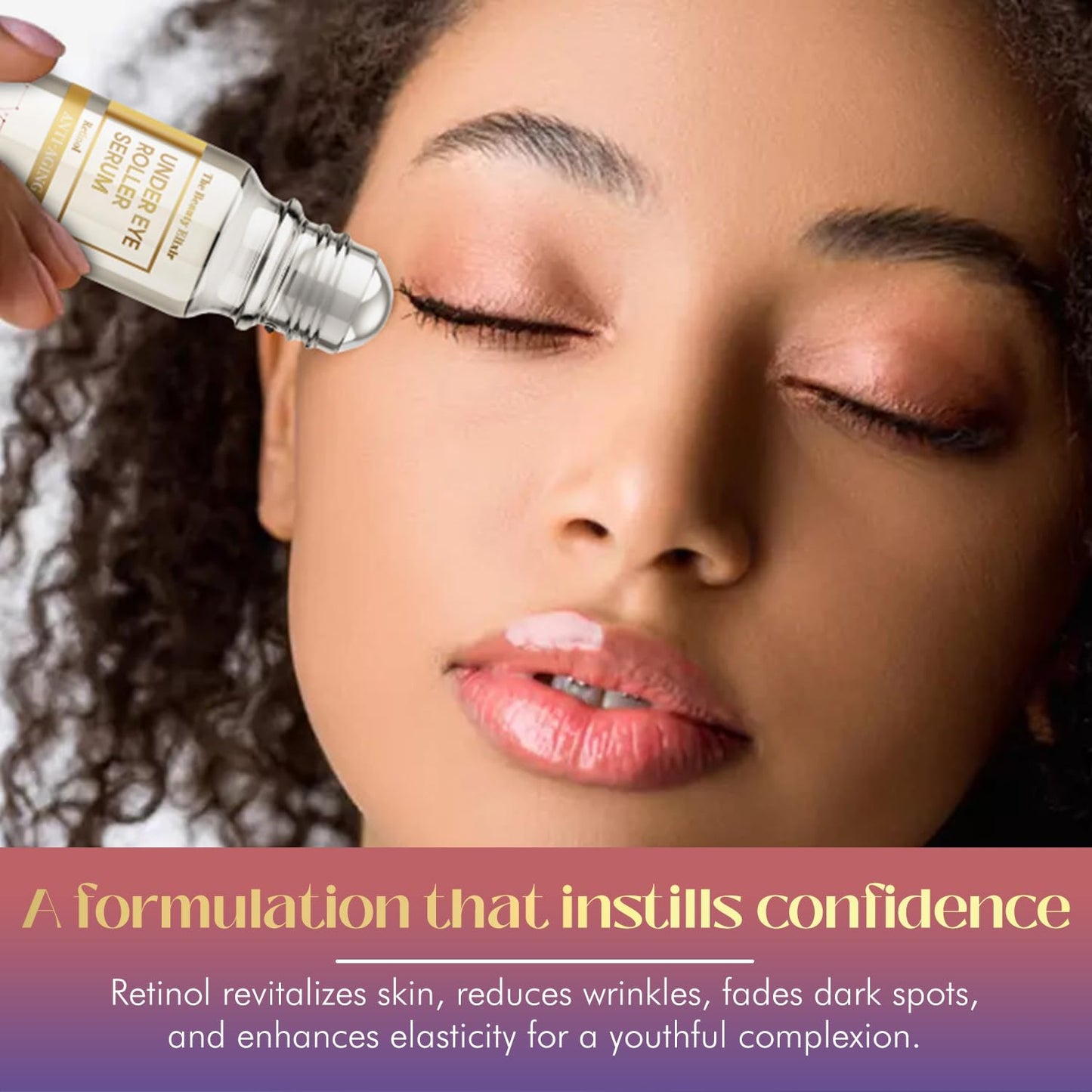The Beauty Elixir Retinol Eye Roller For Puffy Eyes & Dark Circles - Brightens Under Eyes - Crow's Feet Treatment - Dermatologist Tested, Natural