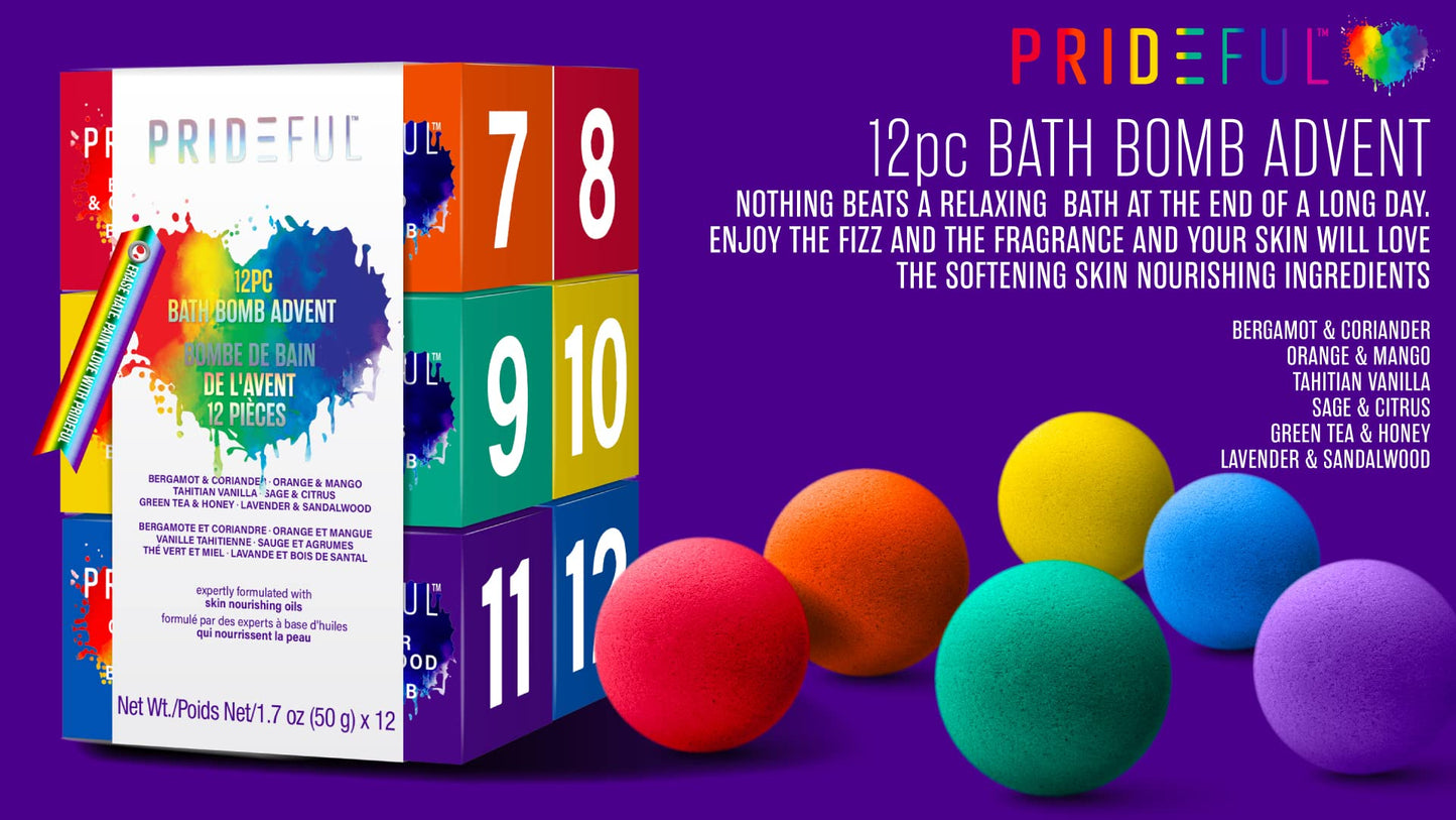 Prideful 12 Pack Bath Fizzers Advent Set (50gm X12)