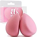BEAKEY Flat Duo Patented Makeup Sponge Set of 2, Latex Free Pink Beauty Sponge for Foundation and Powder Application, Soft Blending Sponges, Large