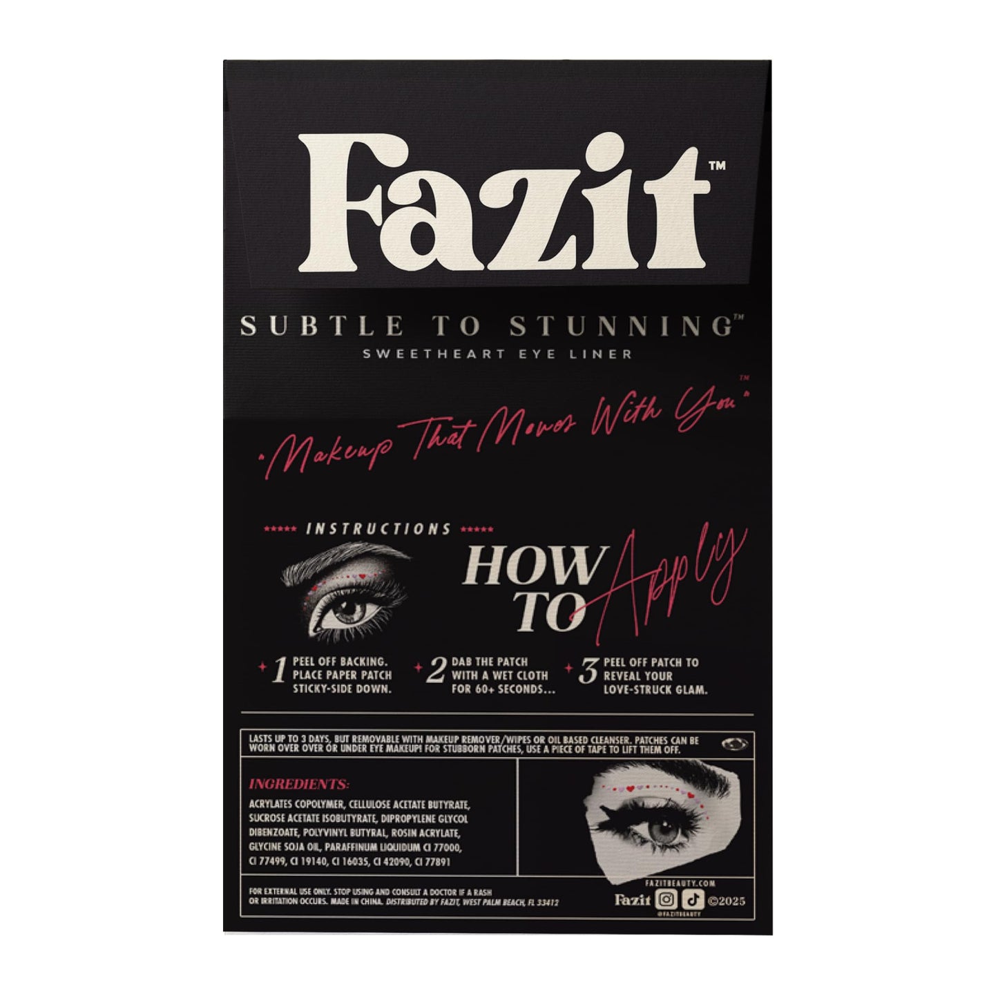 Fazit Makeup Patches - Sweetheart Wing Eyes - Glow Up Make-Up Patches - Cute Glitter Makeup Accessories for Women - Cosmetic Glitter for Face