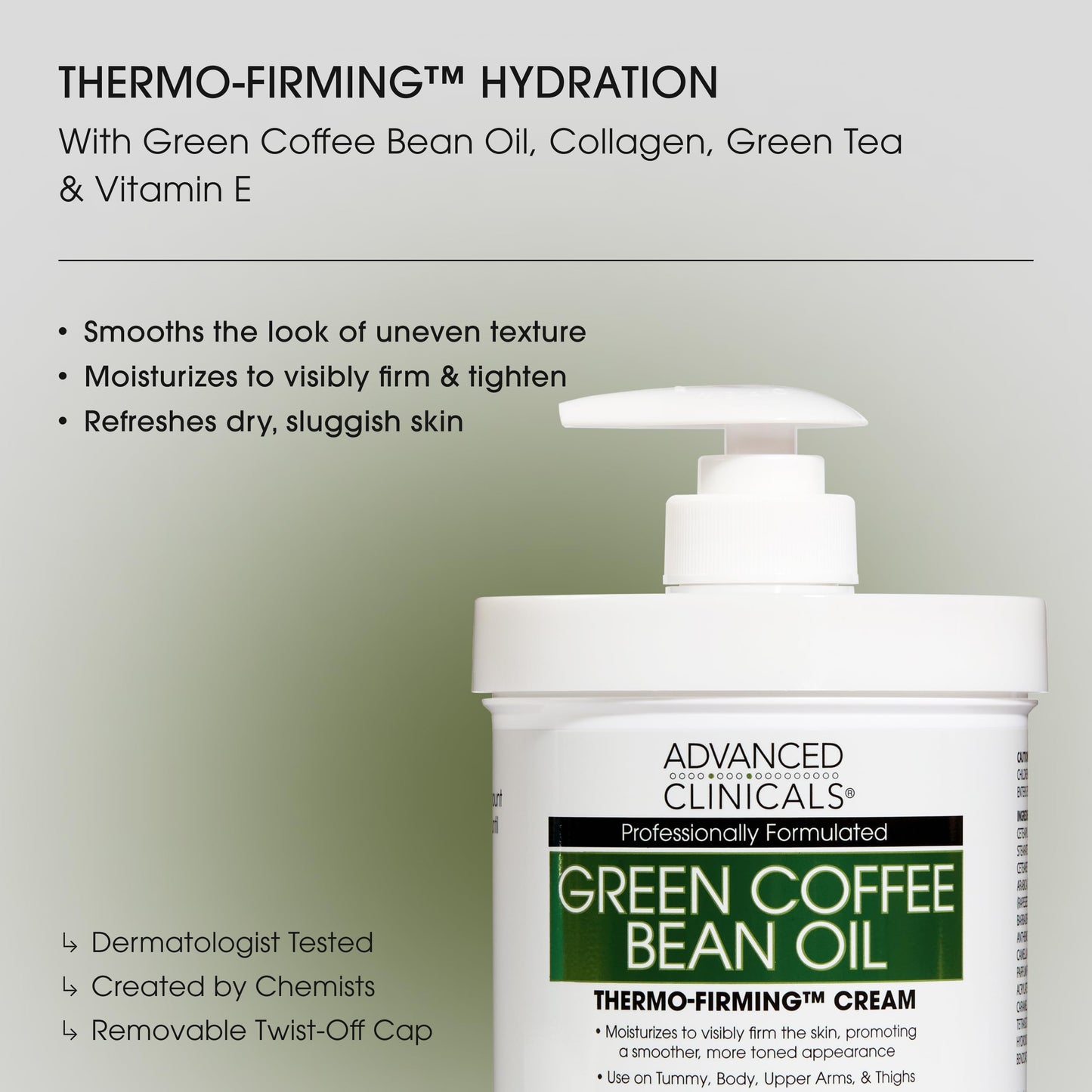 Advanced Clinicals Green Coffee Bean Thermo - Firming Body Lotion | Caffeine Infused Collagen Cream Moisturizer & Body Cream For Women, Stomach, Legs