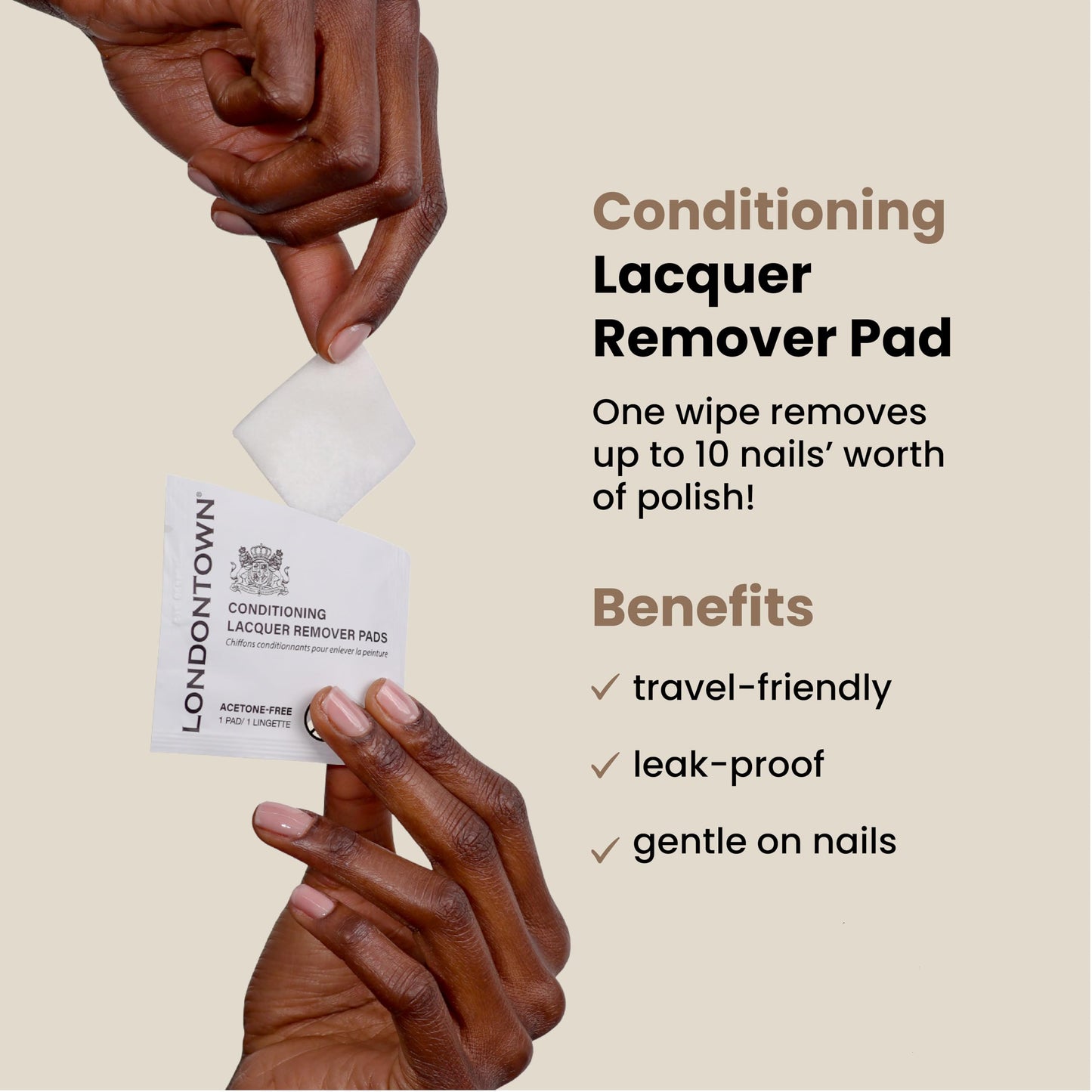 LONDONTOWN Home & Away Remover Set - Acetone-Free Nail Polish Remover, 4fl oz, and Strengthening & Conditioning Nail Lacquer Removing Pads, 4 Pieces Beauty & Personal Care LONDONTOWN