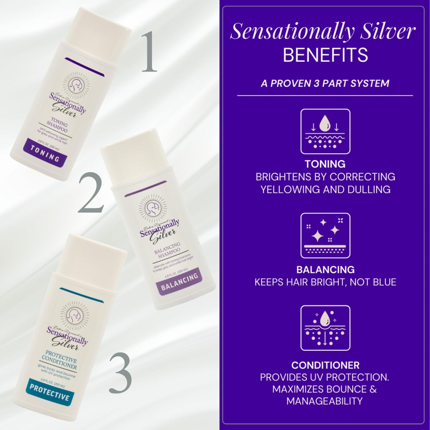 Father's Day | Sensationally Silver 3-Piece Gift Set - Premium Hair Care Trio for Gray, Silver & White Hair | Includes Toning Shampoo, Balancing