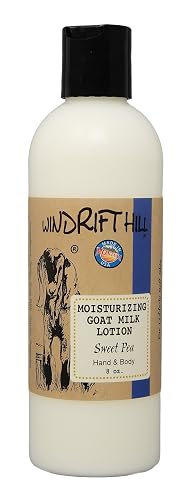 Windrift Hill (Sweet Pea) Moisturizing Goat Milk Hand & Body Lotion With Essential Oils 8 Ounce Bottle