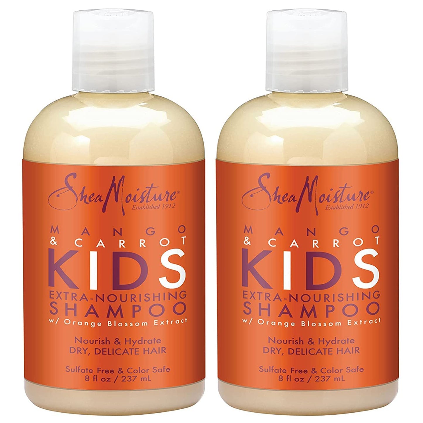Shea Moisture Kids Shampoo - Extra-Nourishing Shea Butter, Mango & Carrot Hair Detangler with Orange Blossom Extract, Sulfate-Free Shampoo for Kids, 8