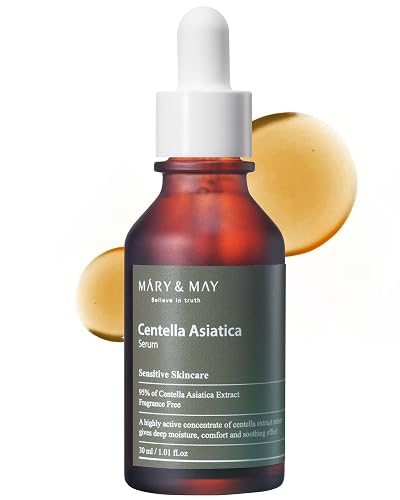 Mary&May Centella Asiatica Serum - 95% of Cica Extracxt for Instant Skin Soothing, Regeneration, and Elasticity Improvement - Korean Face Serum