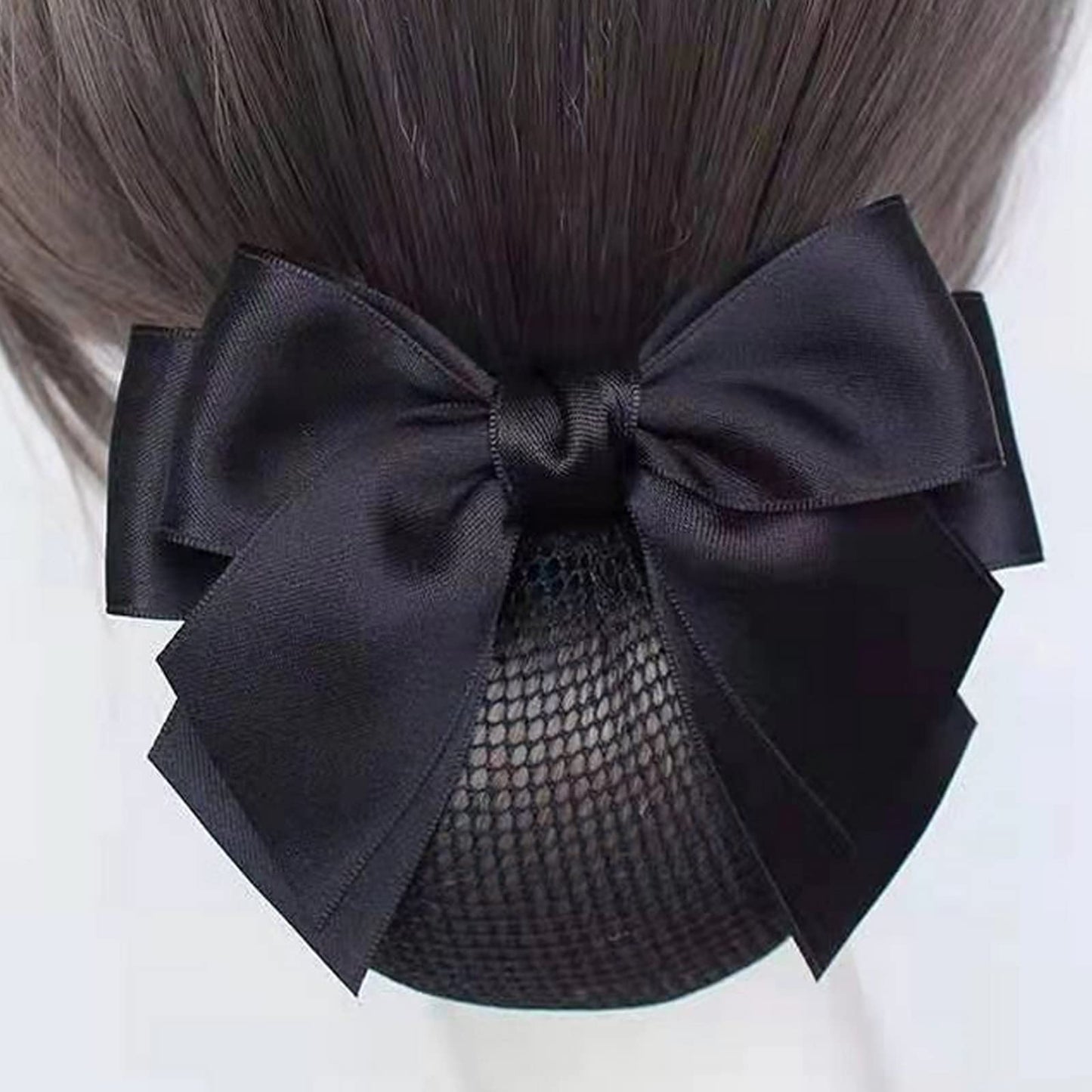 iRIIRIO 4pcs Women Hair Clips with Bowknot Hair Bun Cover Barrettes Net Snood Hairnet Bow (2pcs Blue+2pcs Black)