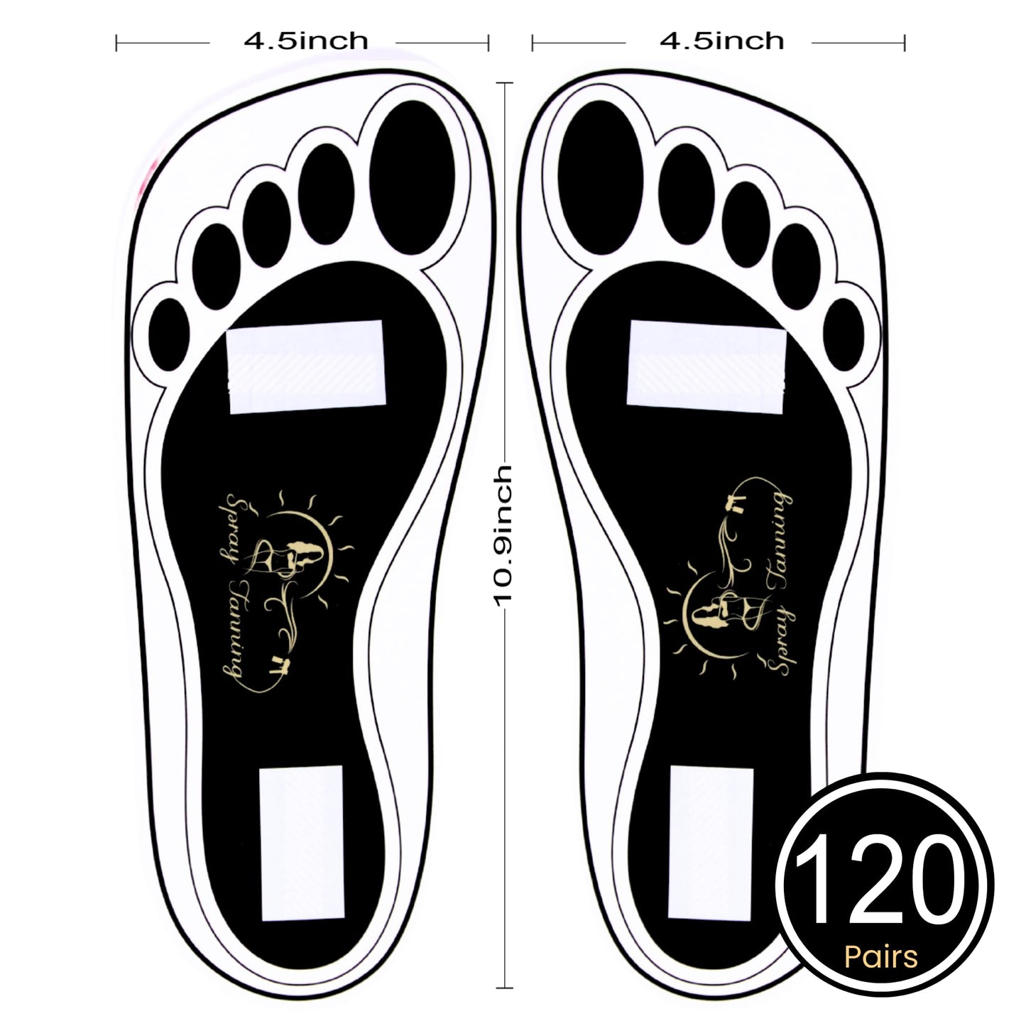 120Pairs(240Feets) Disposable Stick Spray Tanning Feet Pads Perfect for preventing spray tan solution,Deluxe & Hygienic Spray Tan Feet Pads-Ideal
