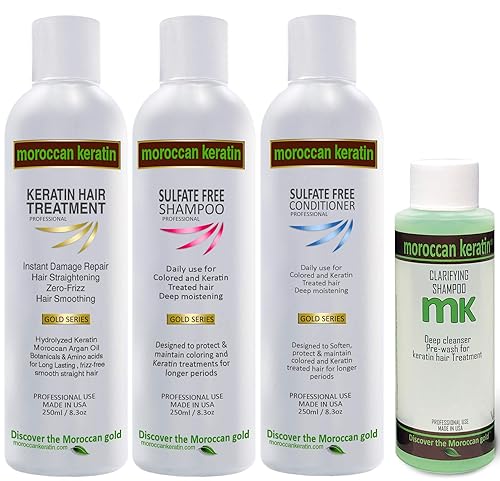 Moroccan Keratin Gold Series Brazilian Keratin Hair Treatment Blowout Smoothing Straightening Hair Professional Salon Grade Long Lasting Natural