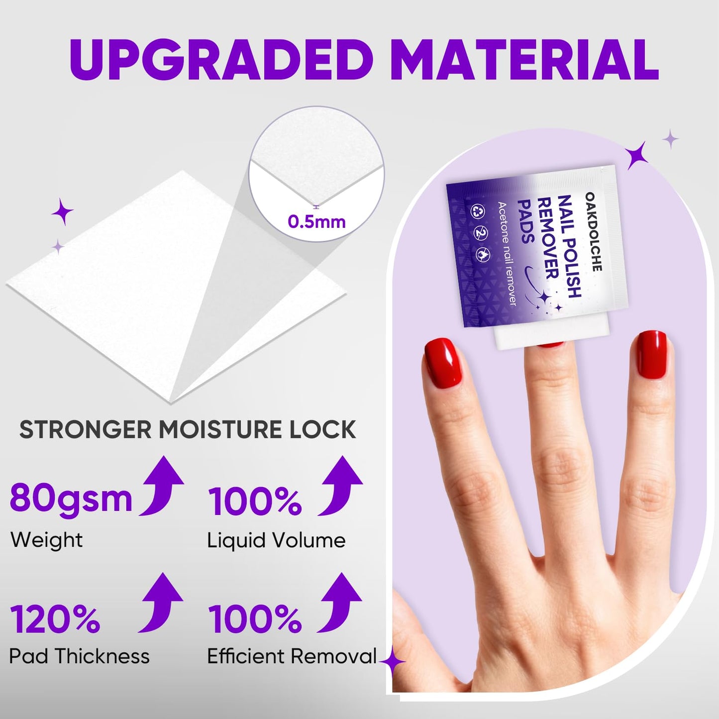 OAKDOLCHE 250 Pack Bulk Acetone Nail Polish Remover Pads, Individually Wrapped & Travel-Friendly, Quick & Effective for Gel & Fingernail Polish, Home Beauty and Personal Care OAKDOLCHE
