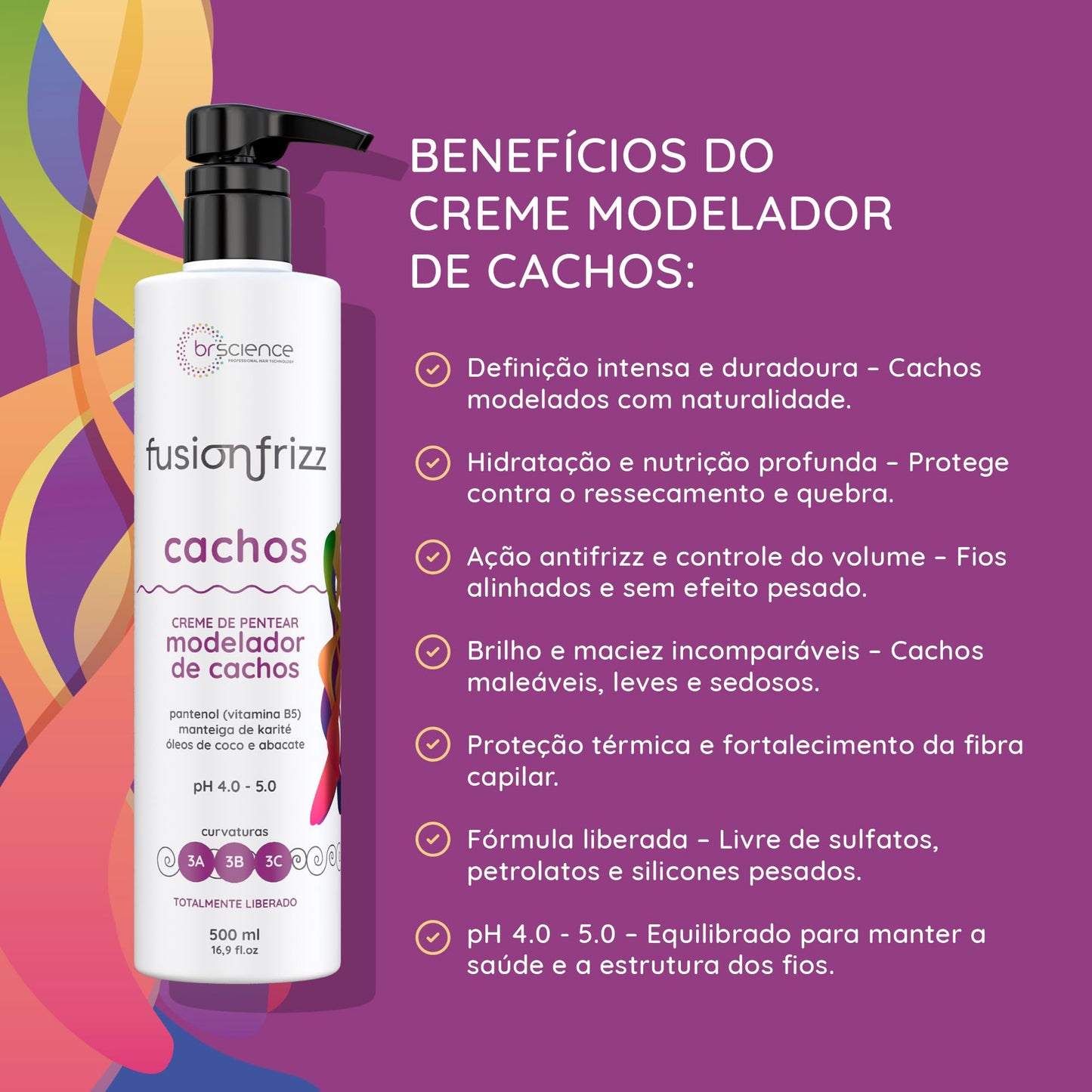 Brscience Hydrating Curl Cream for Curly Hair, Leave-In Curl Defining Cream for 3A, 3B, 3C Curls, Frizz Control & Soft Hold, Vegan Curly Hair Products