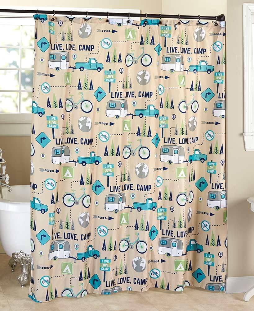 The Lakeside Collection Live Love Camp Shower Curtain - Shower Curtain