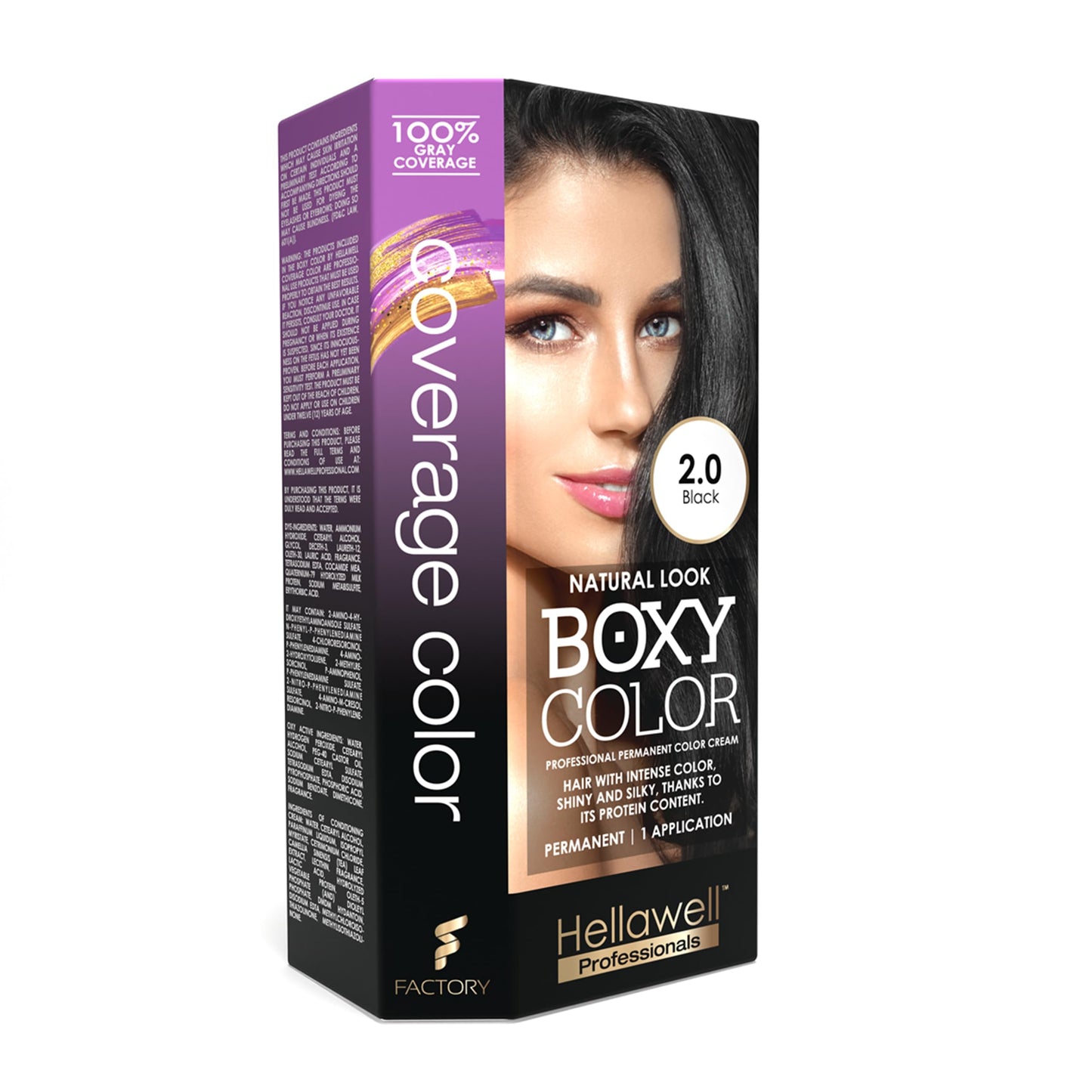 BOXY COLOR Coloring kit professional, permanent color cream hair dye with Vegetal Protein to get Hair with intense color shiny and silky. 100% Gray