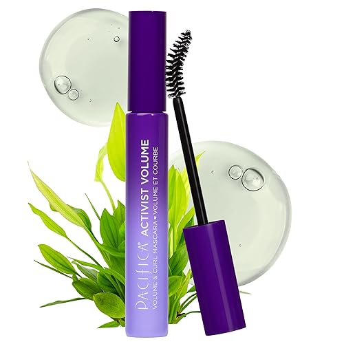 Pacifica Beauty | Activist Curling Mascara | Black | Volume and Length | Vegan Brush | Glass Tube | Clean Eye Makeup | Plant-Fibers | Microplastic +