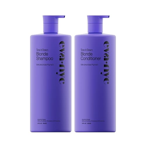 Eva NYC Purple Shampoo and Conditioner Set - Gentle, Anti-Brass Formula for Blonde, Gray, and Lightened Hair - Adds Shine, and Deep Conditions