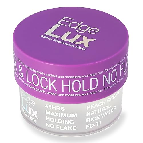 Lux Collection Edge Control Gel for 4C Hair - 48 Hour Maximum Hold Edge Control, Edge Lux with Castor Oil, Keratin & Biotin, Non-Flaking Styling Gel