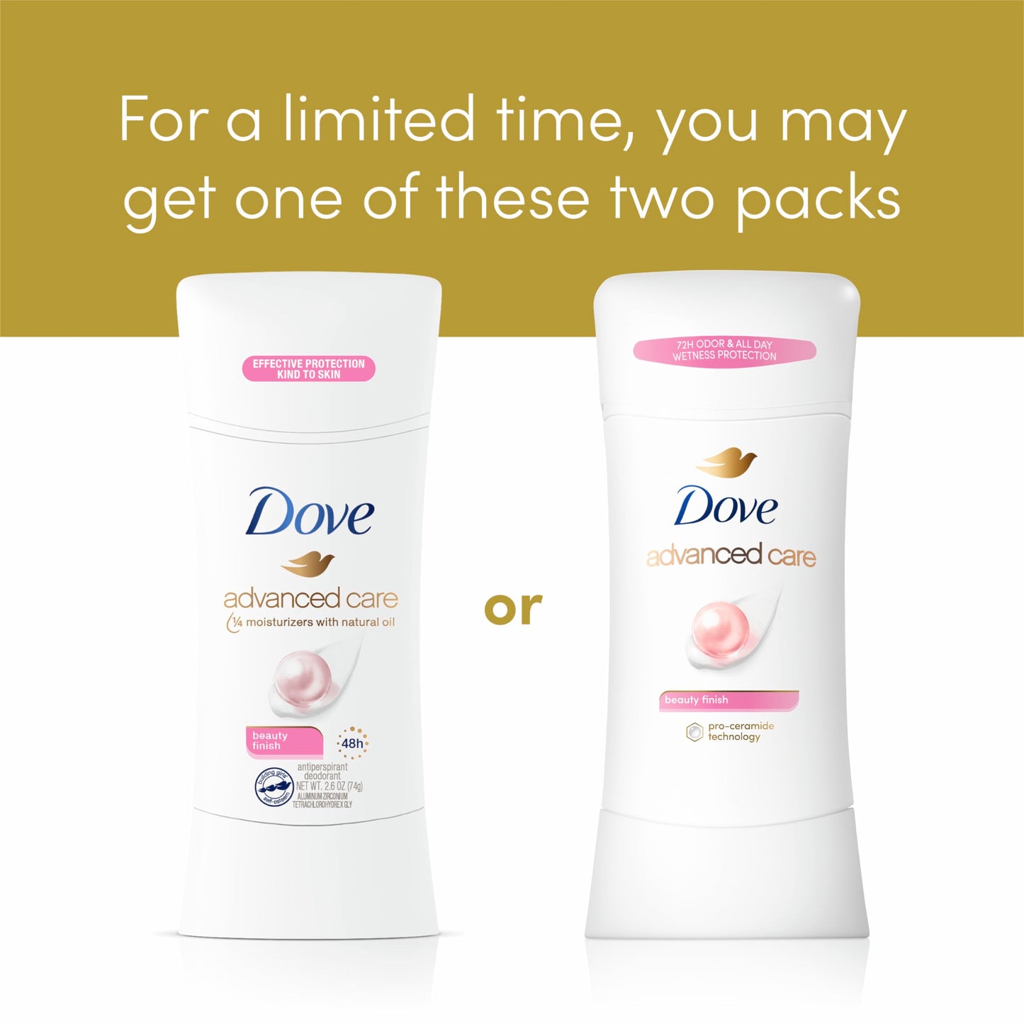 Dove Advanced Care Antiperspirant Deodorant Stick Beauty Finish 4 Count for helping your skin barrier repair after shaving 2.6 oz Beauty and Personal Care Dove