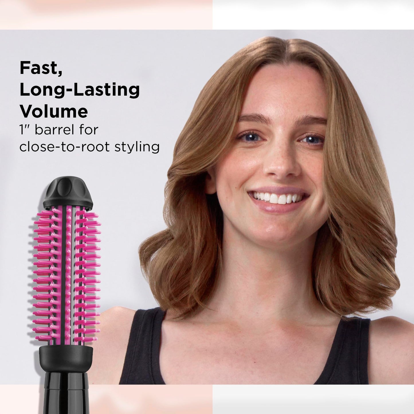 REVLON Silicone Bristle Heated Hair Styling Brush | Fast, Long Lasting Volume for Easy Styling | 1" Barrel for Full Body and Smooth Styles