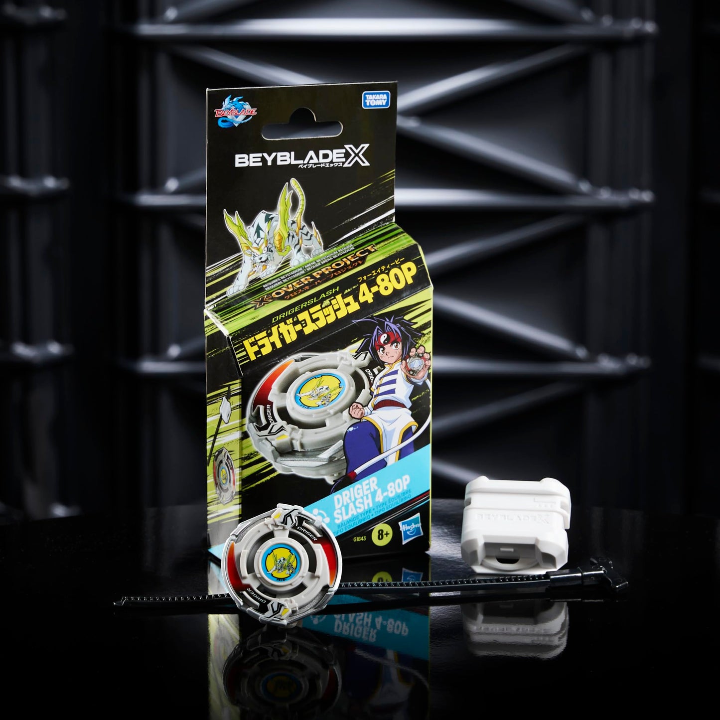 Beyblade X X-Over Project Driger Slash 4-80P Starter Pack Set with Takara Tomy Balance Type Top and Launcher, Battling Tops Game Toys, Ages 8+
