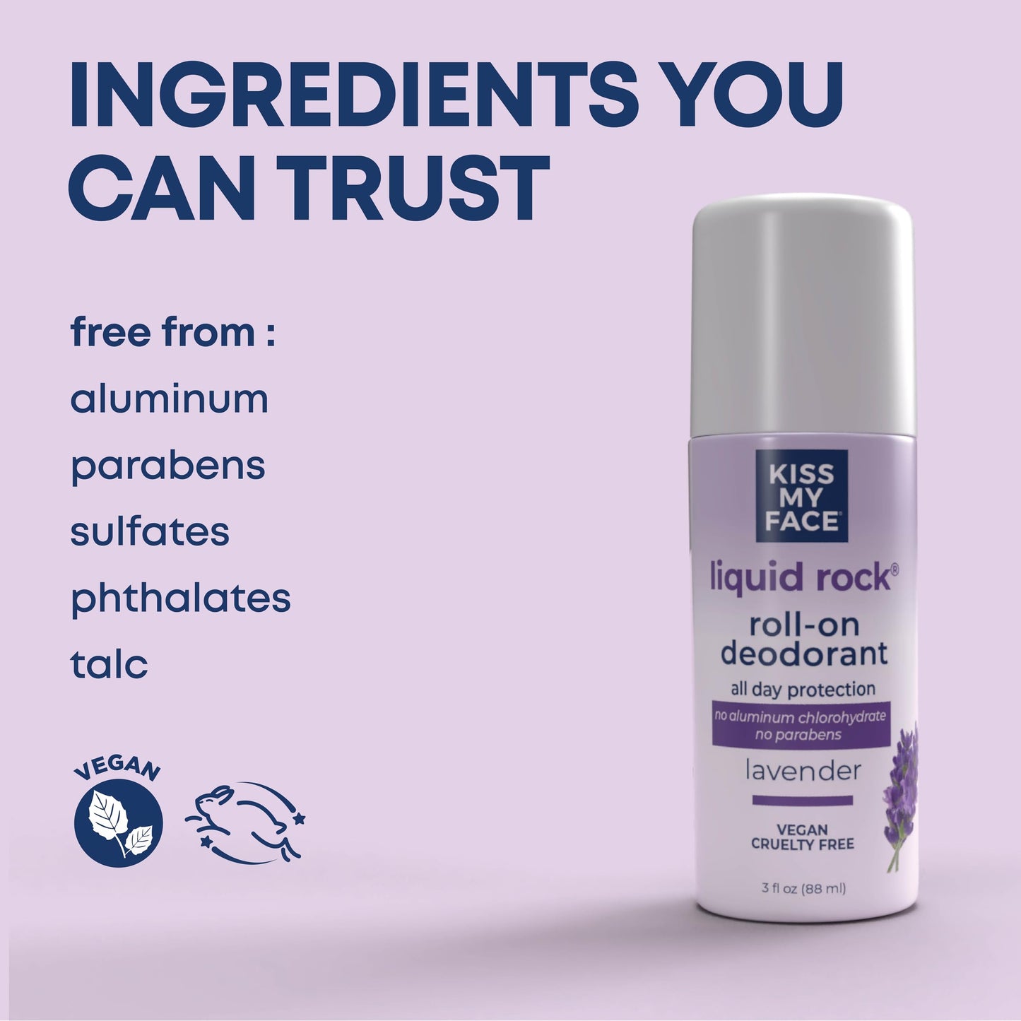 Kiss My Face Liquid Rock Roll-On Deodorant, Lavender - Aluminum Chlorohydrate Free Deodorant For Women And Men - With Added Willow Bark And Mineral Beauty and Personal Care Kiss My Face