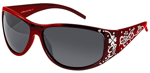 Polarized Sunglasses for Women - Premium Fashion Sunglasses - HZ Series Chic Womens Designer Sunglasses (Fire Red, Dark Smoke)