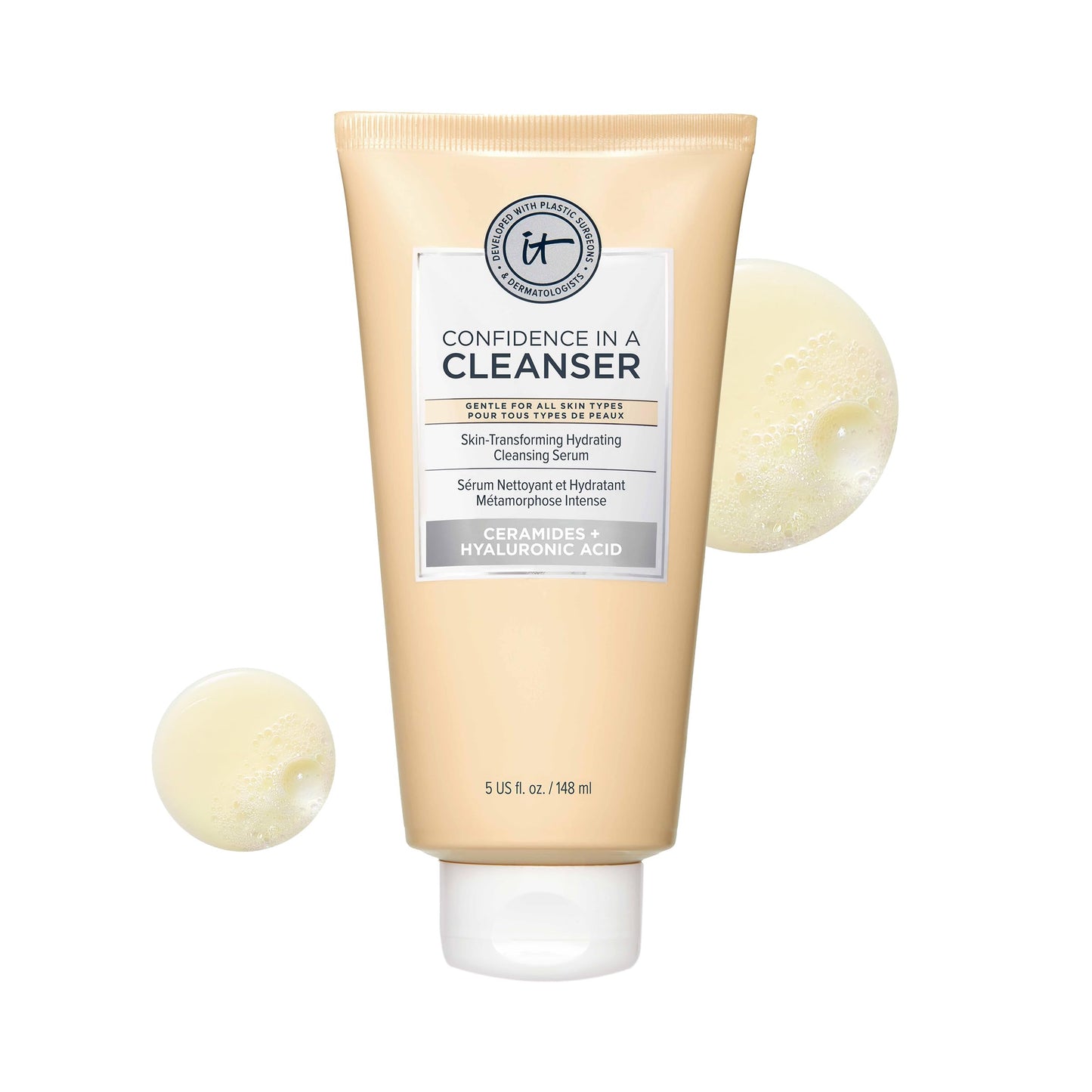 IT Cosmetics Confidence in a Cleanser - Hydrating Serum Foaming Face Wash With Hyaluronic Acid & Ceramides, Gentle Makeup Remover, Skin Barrier