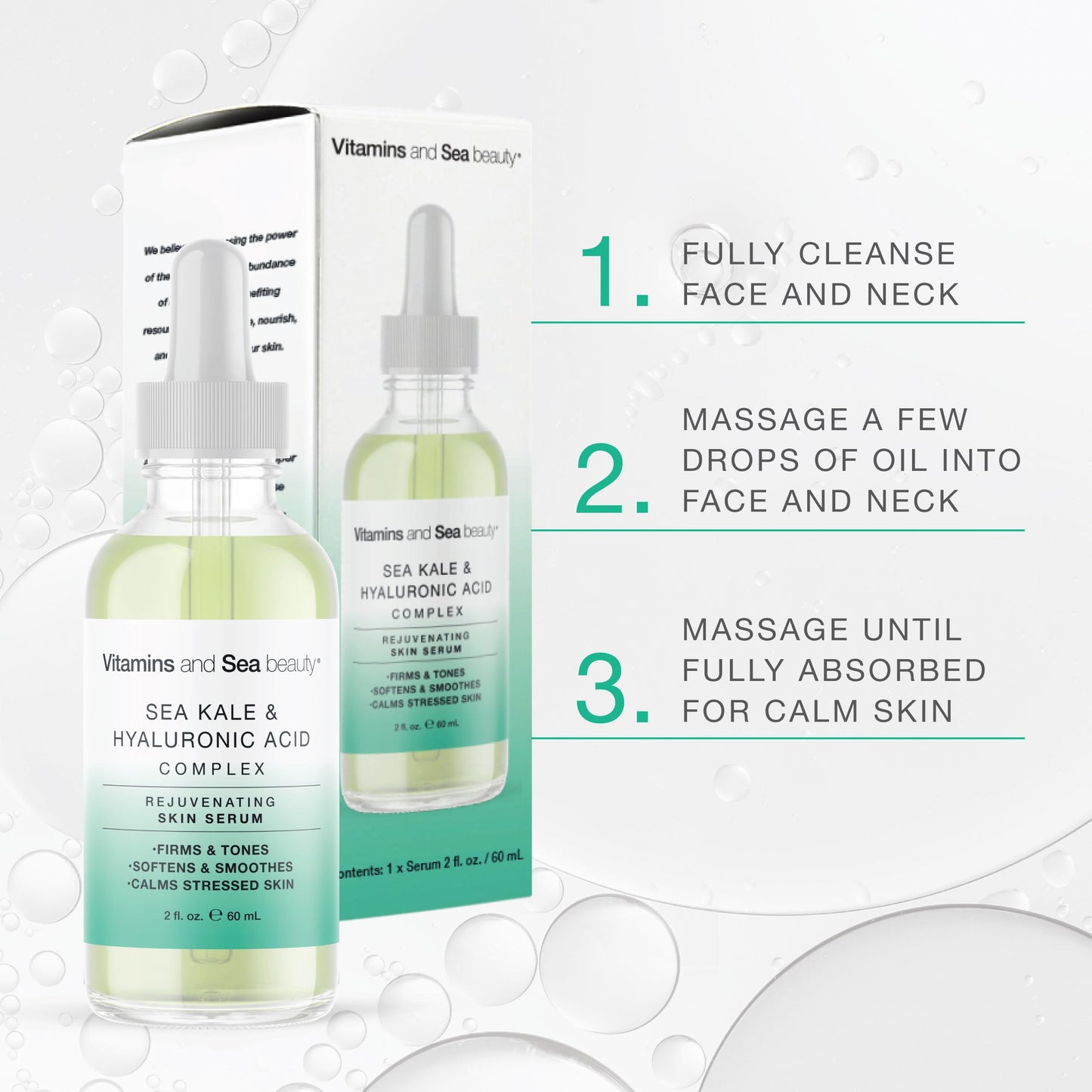 Rejuvenating Skin Serum with Sea Kale & Hyaluronic Acid - Hydrating & Calming Complex for Smooth, Radiant Skin - 2 fl oz