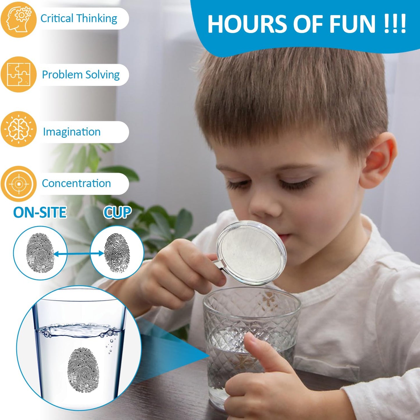 Detective Fingerprint Lab Kit for Kids – Fun STEM Science Experiment & Investigation Toy Gift for Boys & Girls Ages 6-12