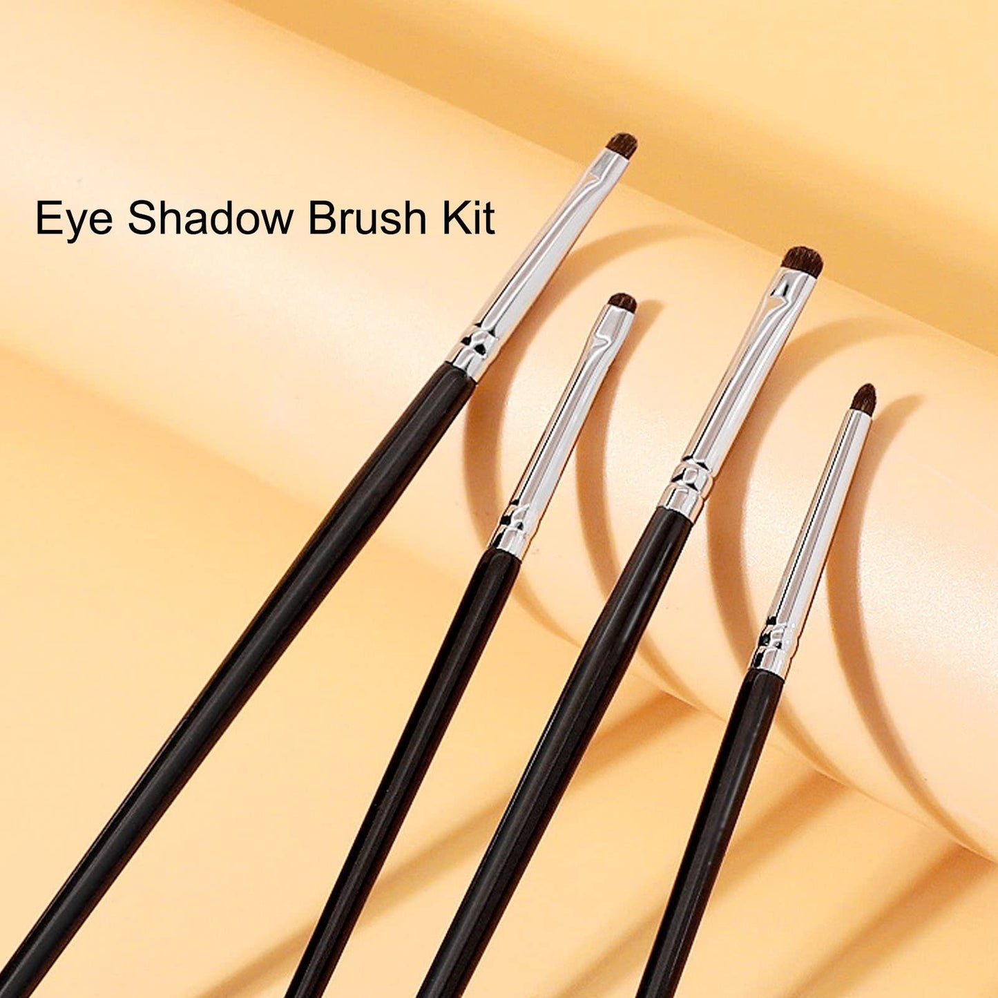 4pcs Wool Make Up Brush Set, Premium Eye Makeup Brush for For Eyeshadow, Eyeliner, Concealer, Detail Makeup Brush Kit with Fine Bristles