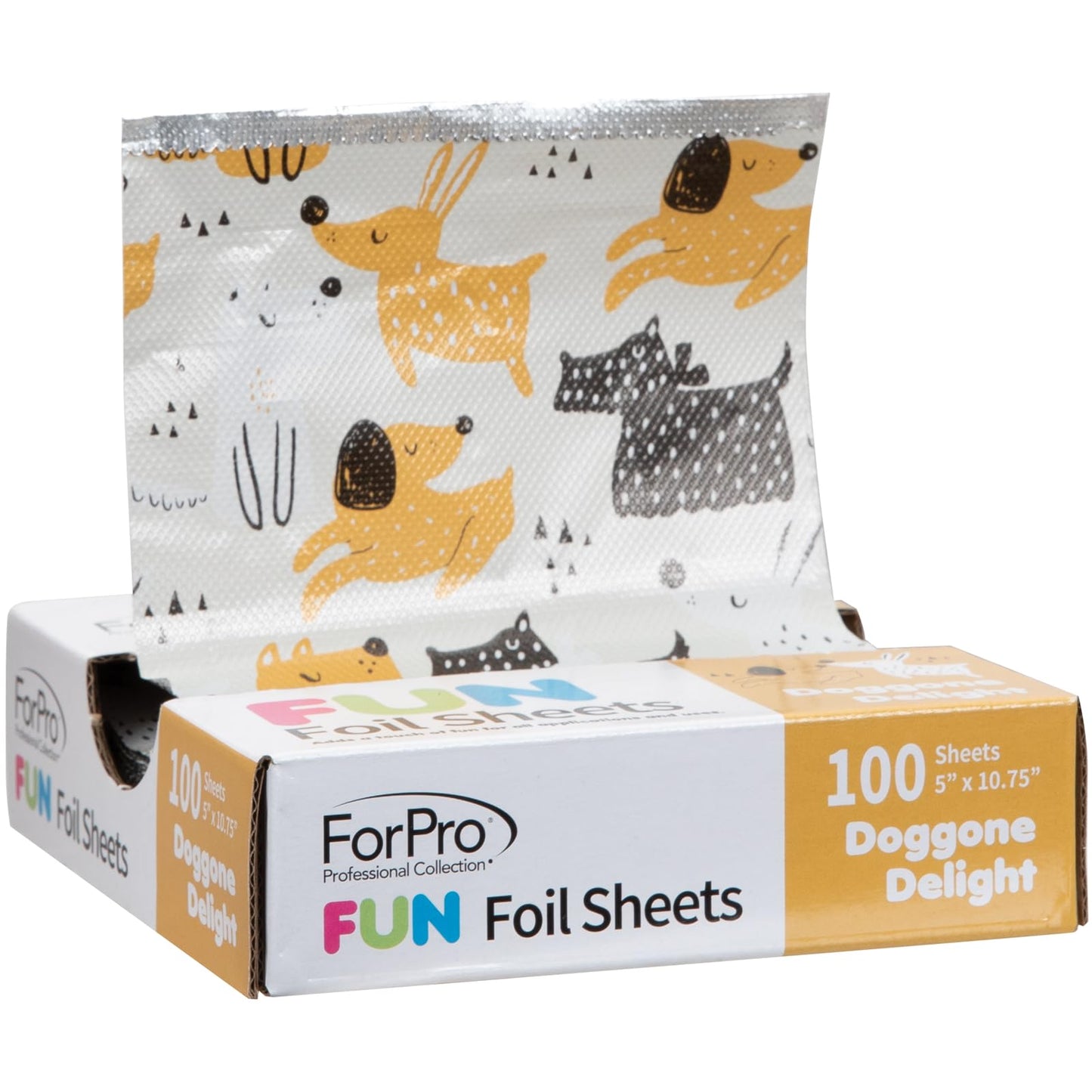 ForPro Professional Collection FUN Doggone Delight 5" Foil Sheets, Aluminum, Pop-Up Foil Dispenser, Hair Foils for Color Application & Highlighting