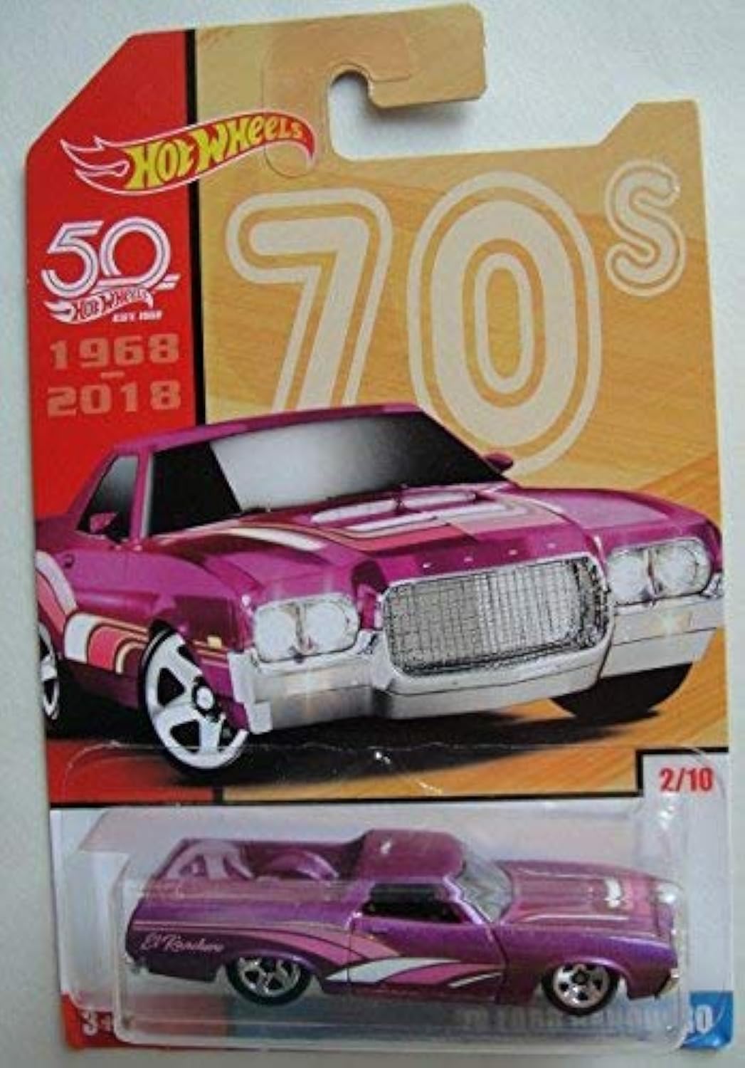 Hot Wheels 70s, Purple '72 Ford Ranchero 2/10 50TH Anniversary