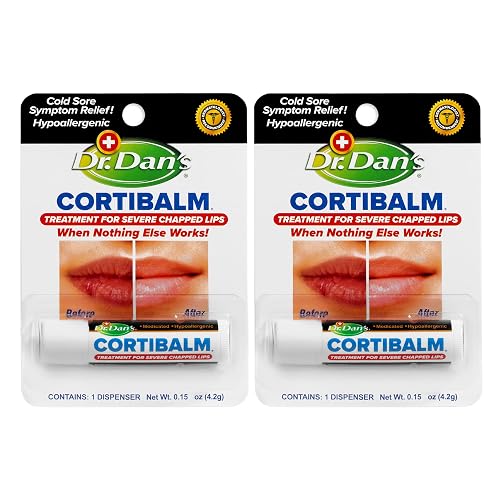 Dr. Dan's Cortibalm - 2 Pack - for Dry Cracked Lips - Healing Lip Balm for Severely Chapped Lips - Designed for Men, Women and Children