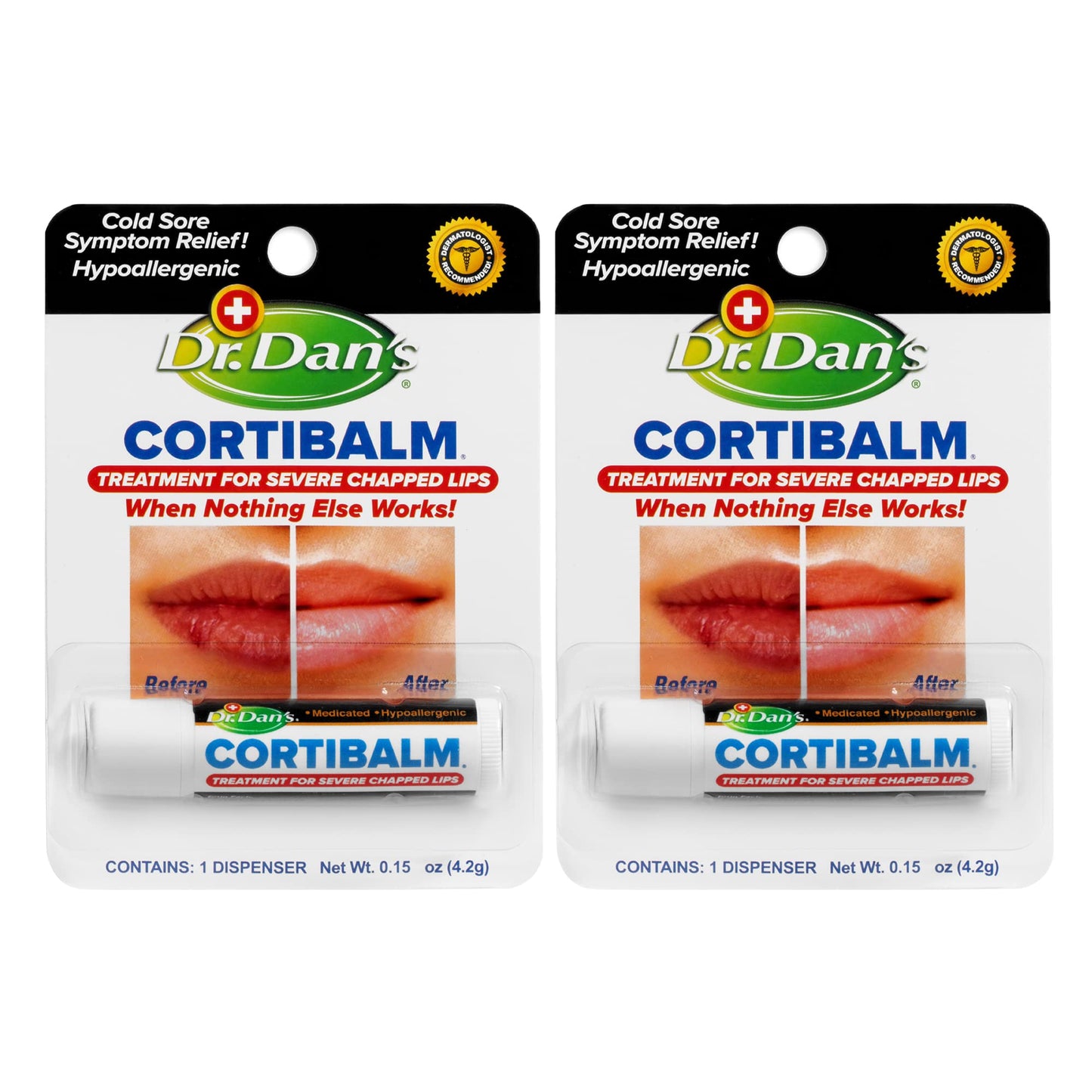 Dr. Dan's Cortibalm-2 Pack- for Dry Cracked Lips - Healing Lip Balm for Severely Chapped Lips - Designed for Men, Women and Children Beauty and Personal Care Dr. Dan's