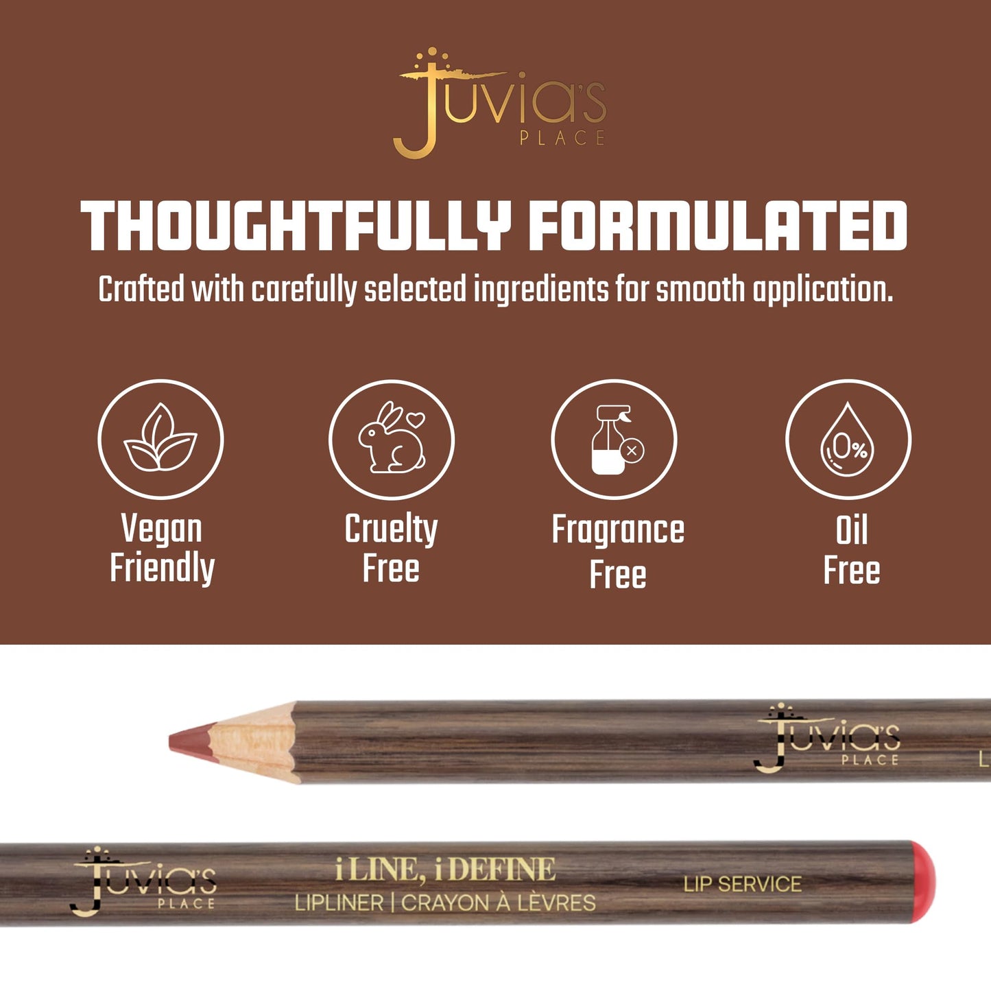 Juvia's Place I Line I Define Lip Liner - Lip Service - Long-Lasting Lip Liner with Hydrating Formula, Smooth Glide, Sharpenable Pencil for Precise