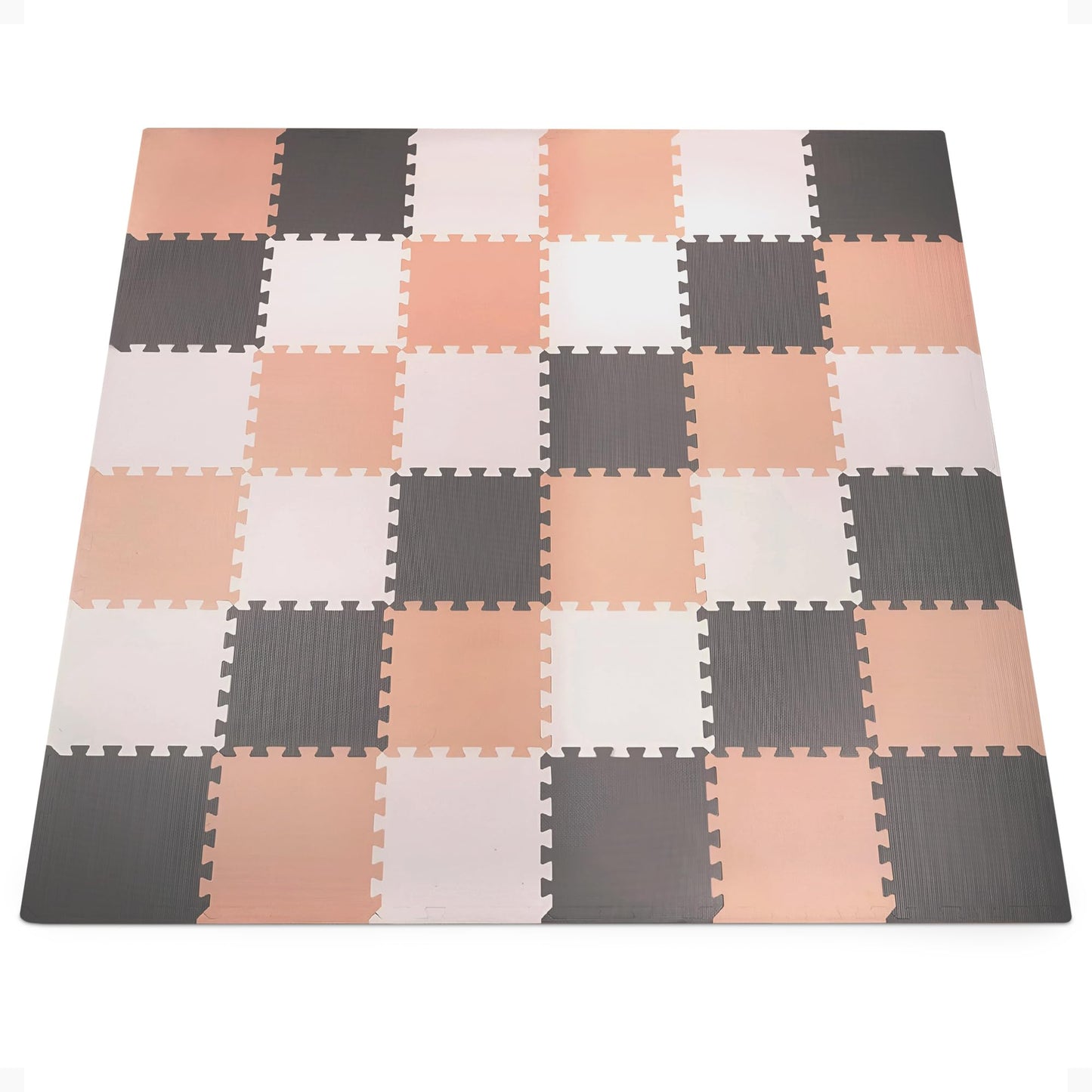 BalanceFrom Puzzle Play Mat – 36 Interlocking Foam Floor Tiles, Cream/Gray/Beige, Soft Playroom Flooring for Indoor & Outdoor Playpen