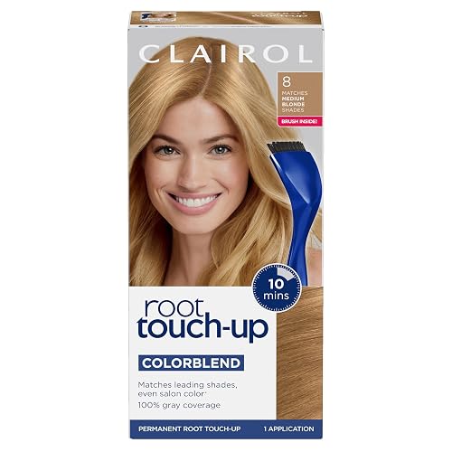 Clairol Root Touch-Up by Nice'n Easy Permanent Hair Dye, 8 Medium Blonde Hair Color | 100% Gray Coverage | Easy Brush Application | Matches