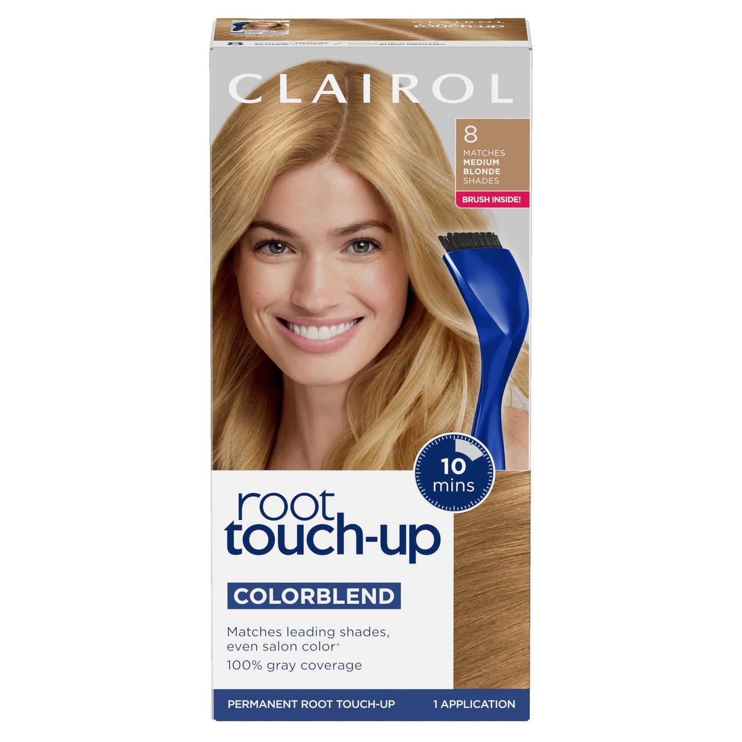 Clairol Root Touch-Up by Nice'n Easy Permanent Hair Dye, 8 Medium Blonde Hair Color | 100% Gray Coverage | Easy Brush Application | Matches