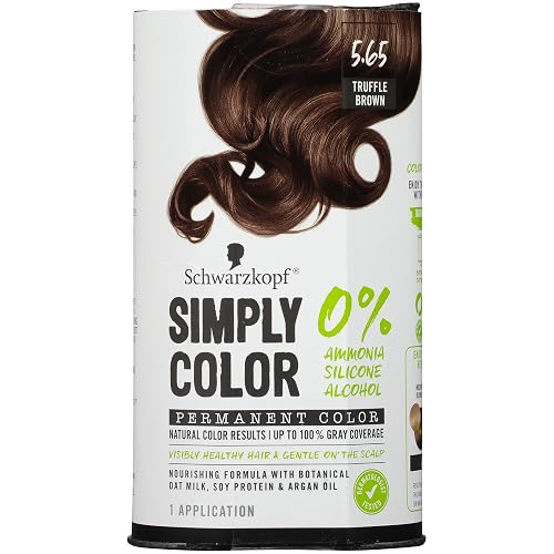 Schwarzkopf Simply Color Hair Color 5.65 Truffle Brown, 1 Application - Permanent Hair Dye for Healthy Looking Hair without Ammonia or Silicone