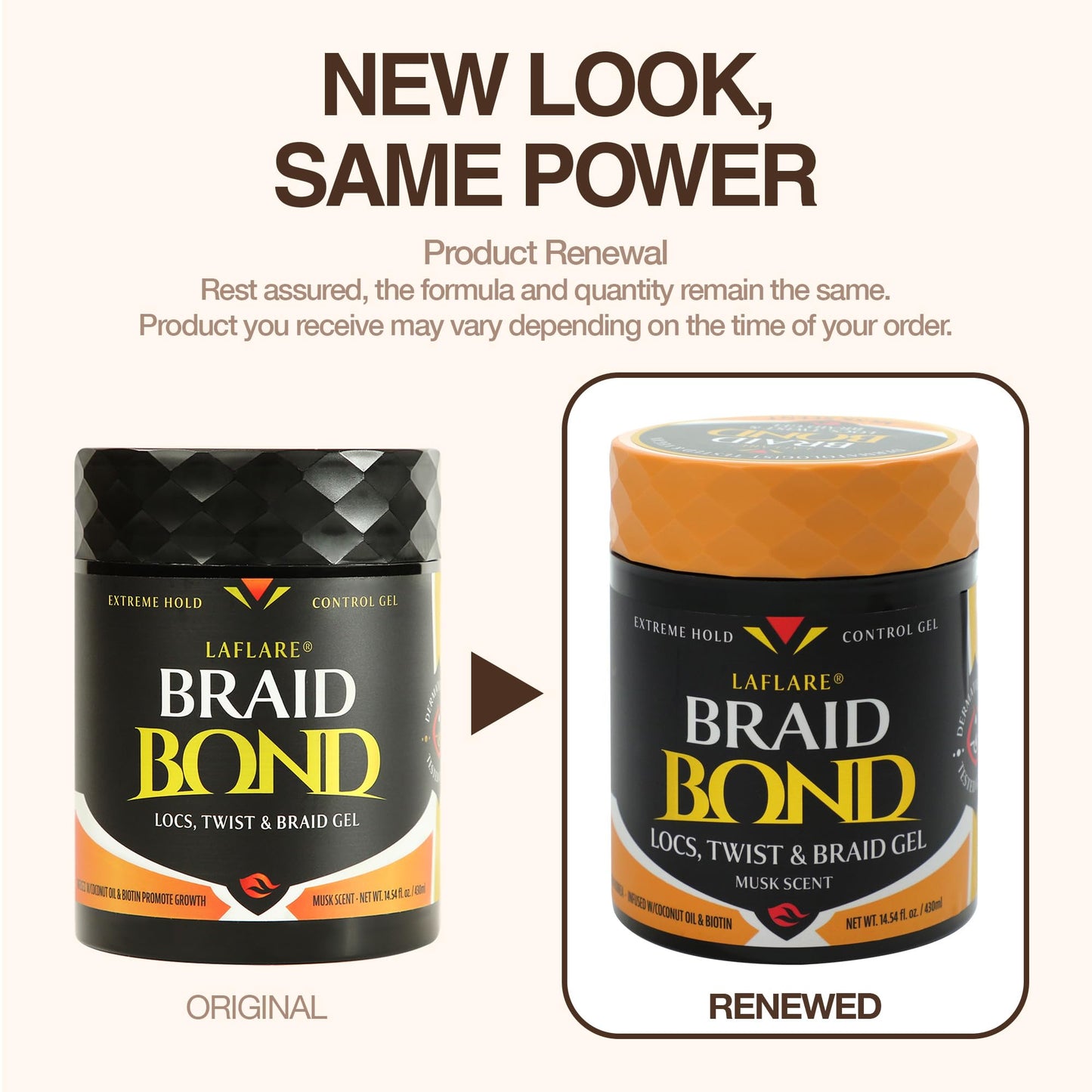 Laflare 430 ml Braid Bond Gel Bulk Extreme Hold for Natural & Kids Hair, Vegan, Nourishing, Braiding Hair, Twist Hair (Musk)