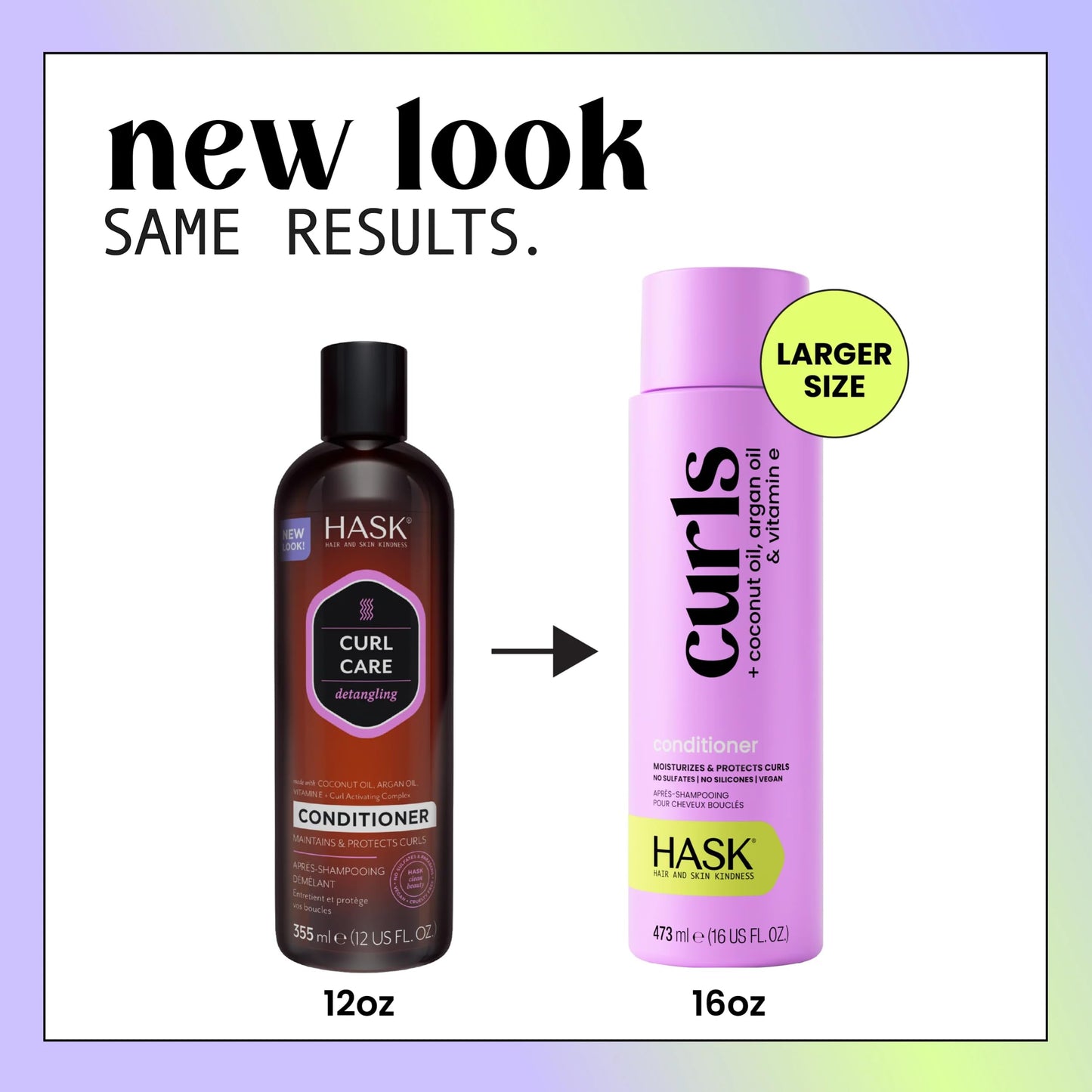 HASK Curl Care Shampoo & Conditioner Set | Coconut Oil, Argan Oil, Vitamin E, Curl Definition, Frizz Free Shine | Sulfate Free, Silicone Free, Cruelty