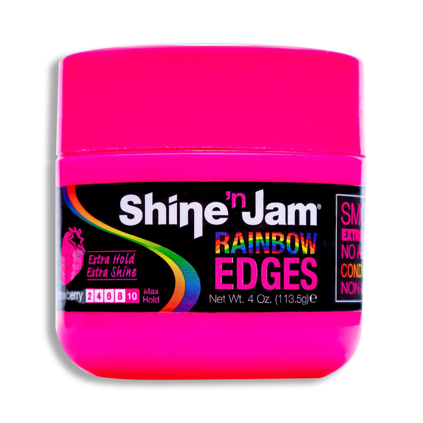 AmPro Shine-n-Jam Rainbow Edges - Strong Hold Curly Hair Gel for Women - Styling Gel for Women - Strengthens with Silk Protein - Strawberry - 4 oz
