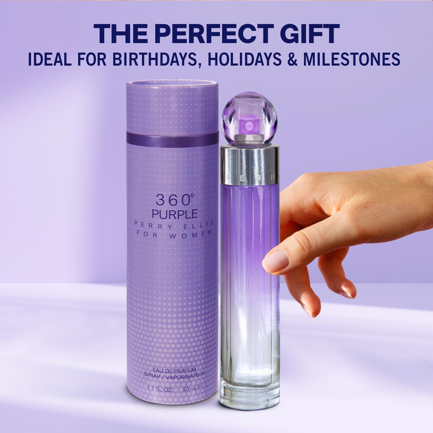 Perry Ellis 360° Purple Eau De Parfum Spray for Women - Perfume for Women, Fruity & Floral Fragrance, EDT, Designer Scent for Her, Long Lasting - 1.7