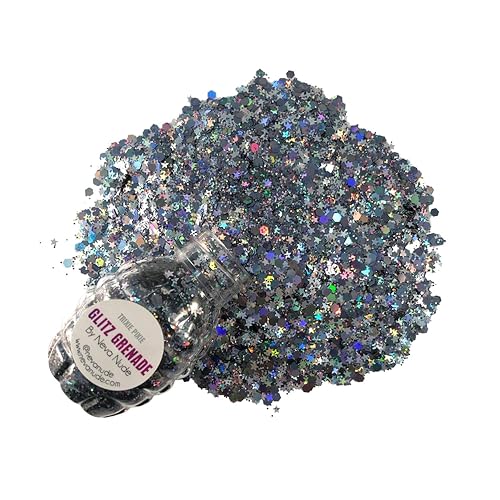 Neva Nude Face and Body Glitter Keychain - Chunky Loose Glitter for Festivals, Raves, and More | Cosmetic Grade | Super Sparkly (Trixie Pixie Gunmetal