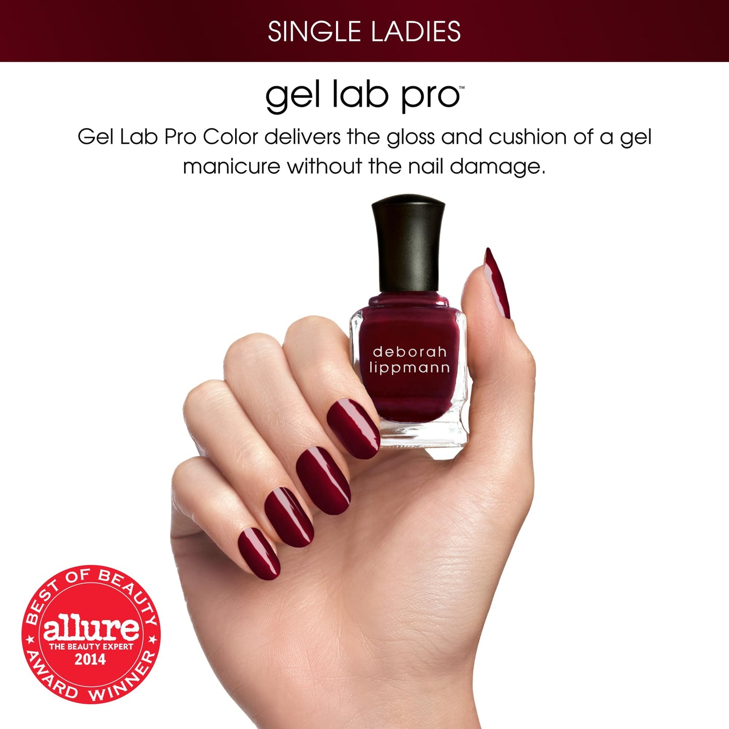Deborah Lippmann Gel Lab Pro Nail Polish Treatment Enriched for Health, Wear, and Shine No Animal Testing, 21 Free, Vegan Red and Purple Colors
